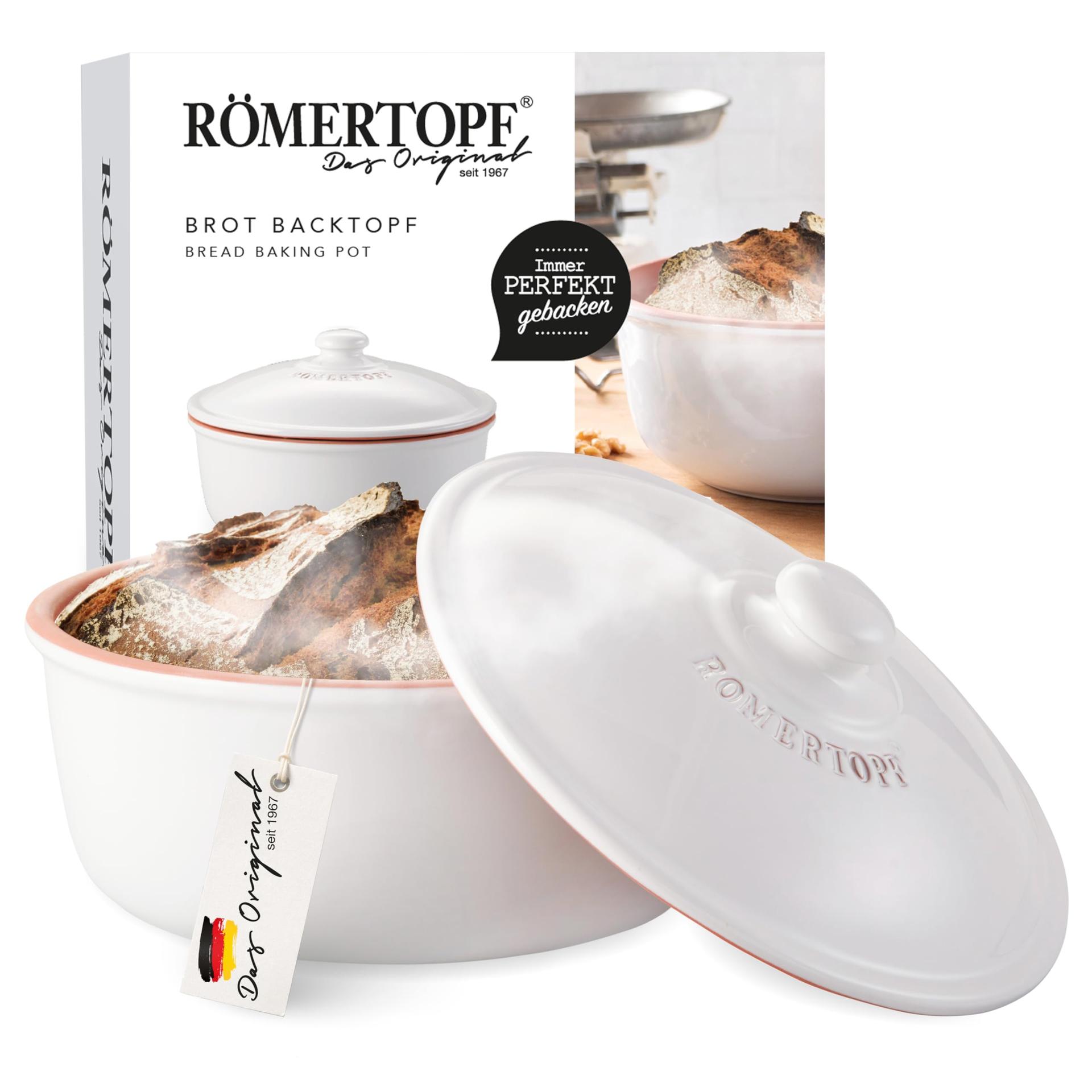 Römertopf leivavorm looduslikust savist, kuni 1 kg, valge