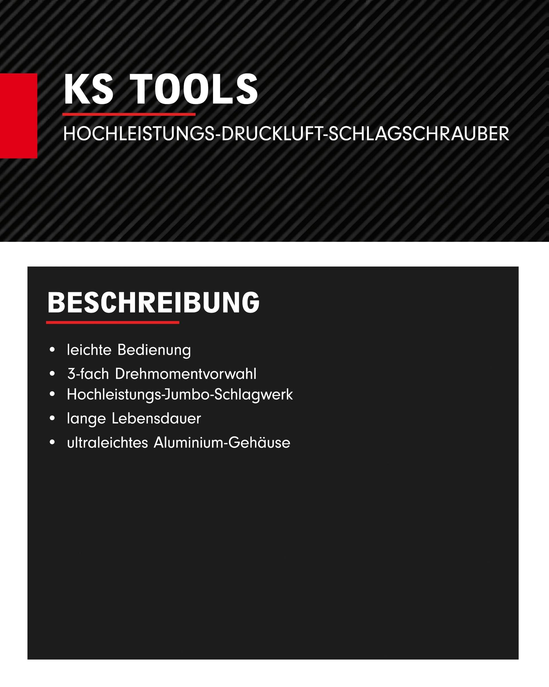 KS Tools suure jõudlusega löökmutrikeeraja suruõhuga miniDEVIL 1/2″ 515.1315 | 3-astmeline pöördemomendi valik 210, 503, 755 Nm, maksimaalne lahtikeeramise moment 1084 Nm | Kruvide pingutamiseks ja lahtikeeramiseks – lisavaade