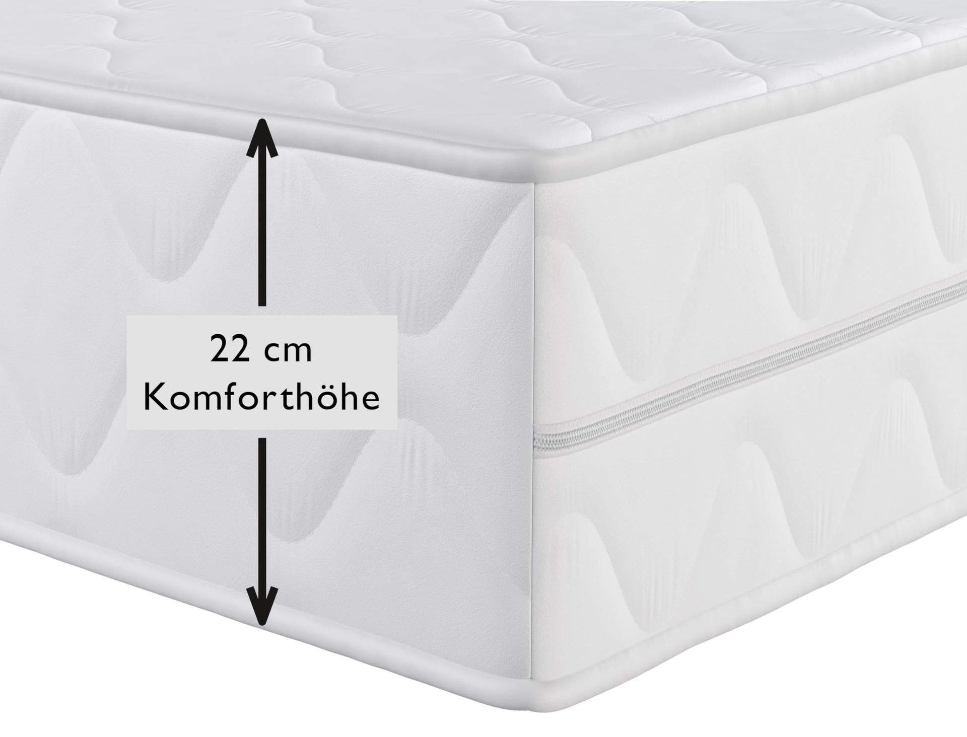 Badenia Trendline BT100 2-in-1 Duo XXL ortopeediline 7-tsooniline mugavusmadrats, 22 cm kõrge, kõvadus 2 ja 3, 140 x 200, Öko-Tex sertifikaadiga, toodetud Saksamaa kvaliteedistandardite järgi – pakend ja tarvikud