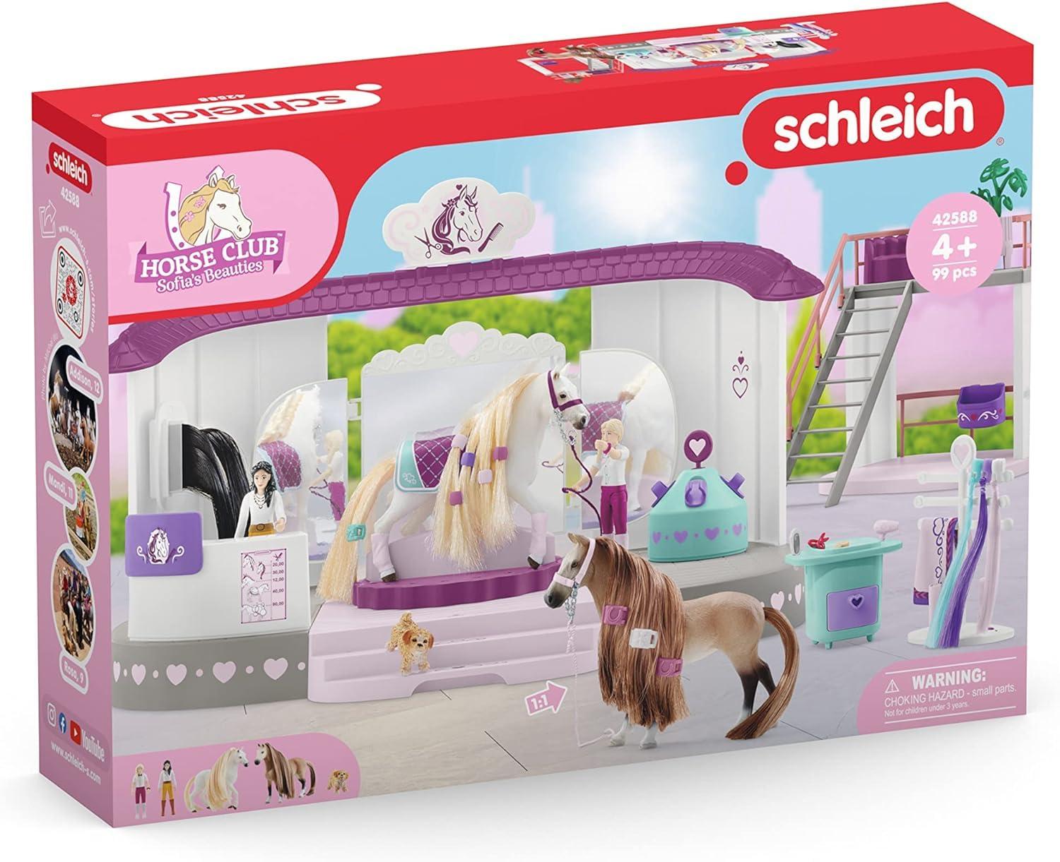 schleich HORSE CLUB 42588 Sofia’s Beauties Hobuste Ilusalong koos Talliga, Harjadega, Tarvikute ja Figuuridega – 99-osaline Mängukomplekt Kammimiseks Mõeldud Lakkadega Hobusega – Hobuste Mänguasi alates 4. eluaastast – pilt 9