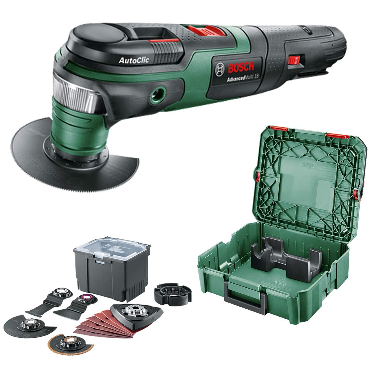 Bosch multifunktsionaalne tööriist AdvancedMulti 18 (ilma akuta, 18 V süsteem, universaalne tarvikukomplekt, SystemBox | suurus S) – Amazon Edition