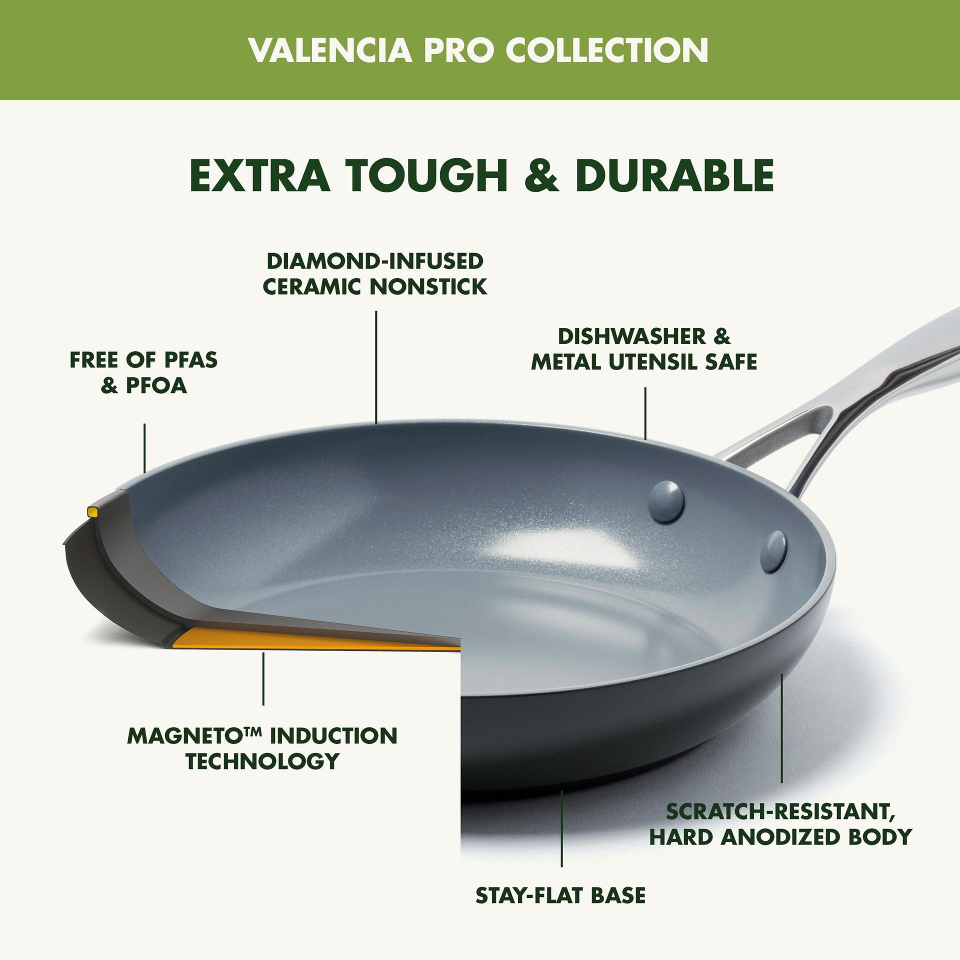 GreenPan Valencia Pro kõvast anodeeritud tervislik keraamiline mittenakkuv 20 cm & 26 cm praepannide komplekt, PFAS-vaba, induktsioonisobiv, nõudepesumasinas pestav, ahjukindel, emadepäeva kingitus, hall – pilt 6
