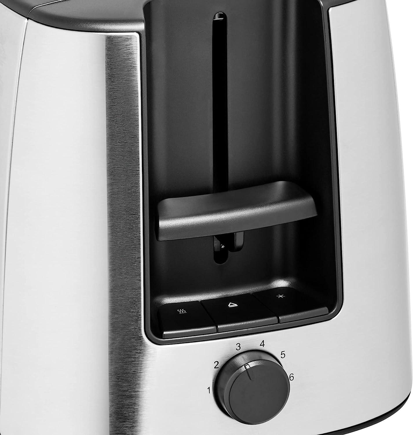 WMF Bueno Pro piklik röster 4 viilu, kuklisoojendaja, XXL röstsai, krõbestamisfunktsioon, 6 pruunistusastet, 1550W, matt roostevaba teras – lisavaade