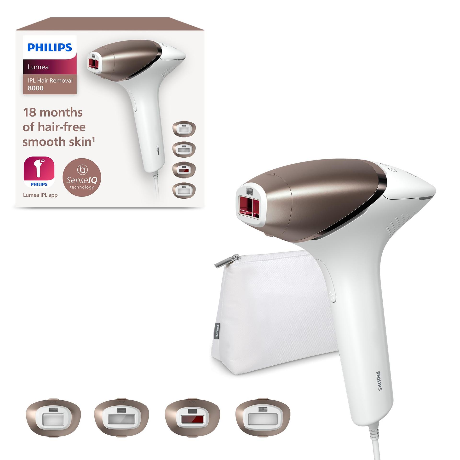 Philips Lumea 8000 seeria IPL-karvaeemaldusseade, alternatiiv laserkarvaeemaldusele, SenseIQ tehnoloogia, 4 otsikut kehale, näole, bikiinipiirkonnale ja kaenlaalustele, mudel BRI948/00