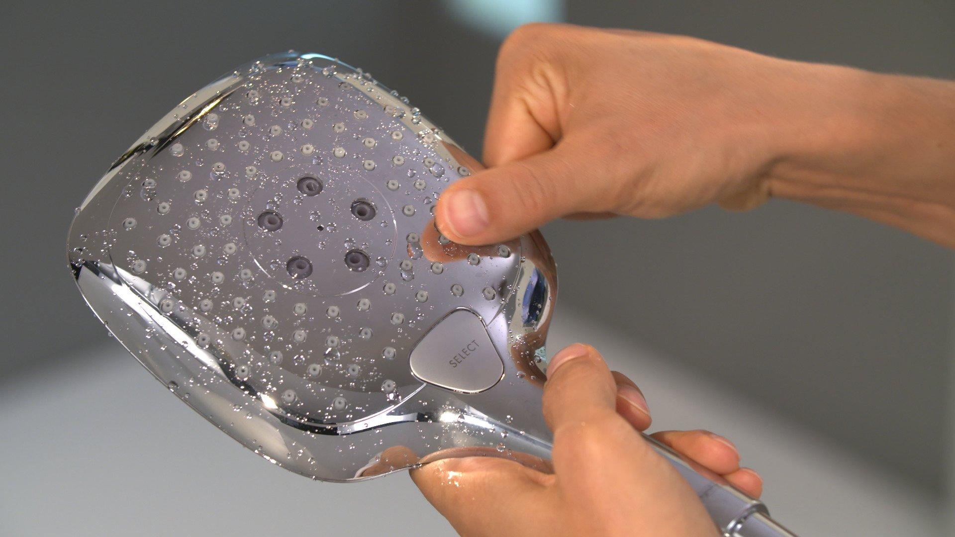 hansgrohe Raindance Select E 150 dušiotsik, 3 pihustusrežiimi, veesäästlik, kroom – detailne vaade