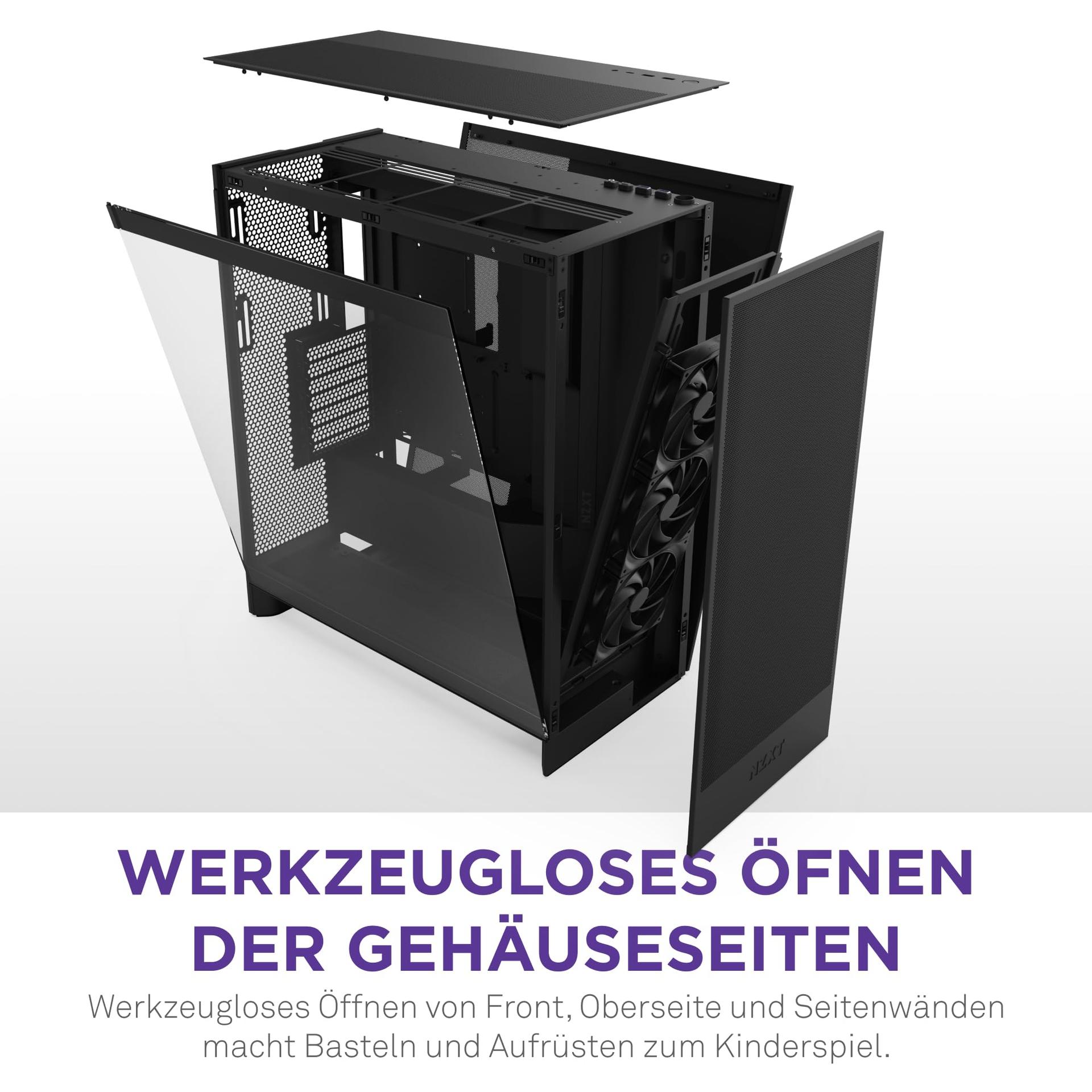 NZXT H7 Flow | Mid-Tower ATX õhuringluskorpus | Kuni 3 x 120 mm põhjaventilaatorit GPU otseseks jahutamiseks | 3 x 120 mm esipaneeli ventilaatorit | 420 mm radiaatorialus ees | Must – pilt 9