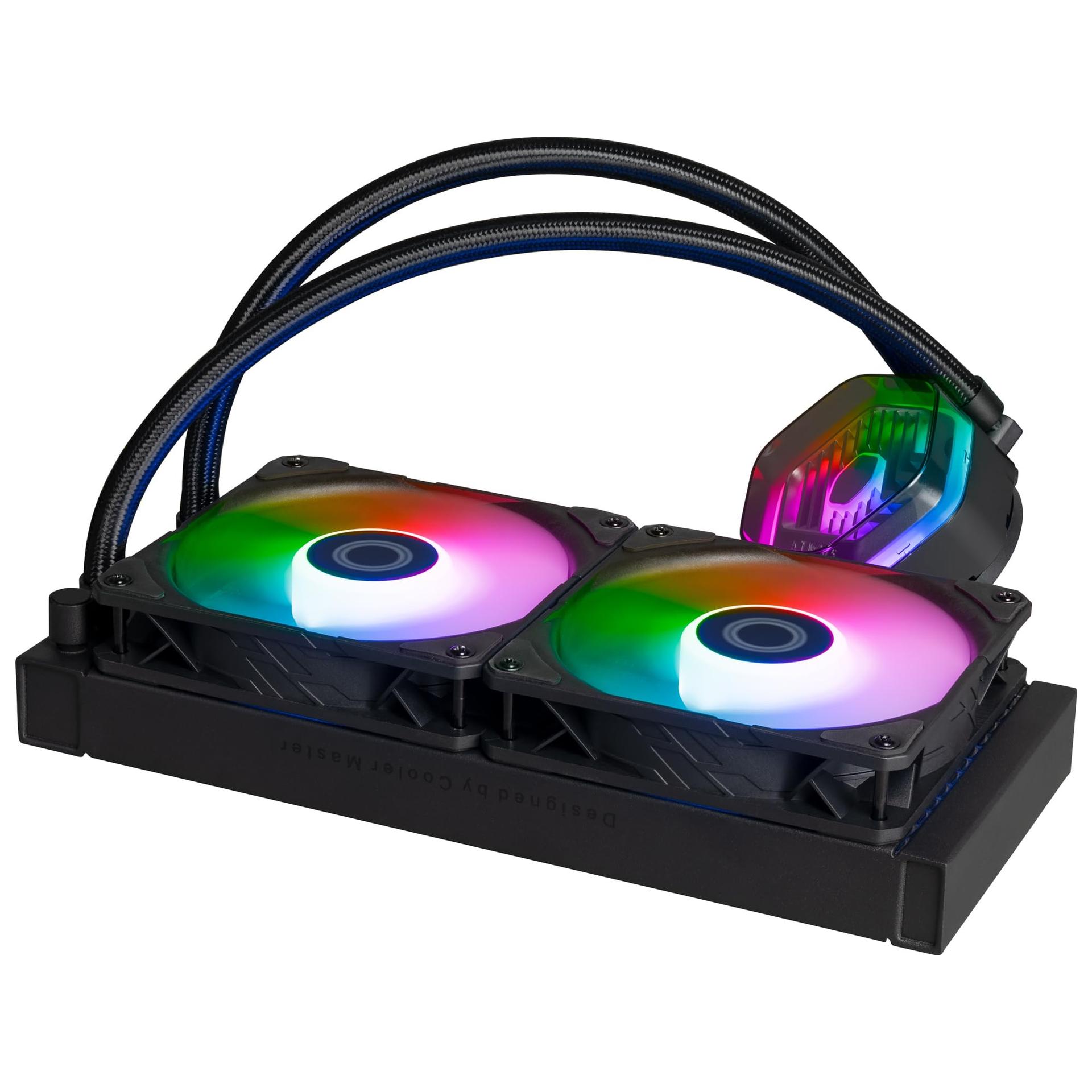 Cooler Master MasterLiquid Atmos 240 Must AIO CPU-veejahutus – Kahekambriline pump, eellaaditud SickleFlow 120 Edge ventilaatorid, adresseeritav Gen 2 RGB, LGA1700 & AM5 – Must – lisavaade