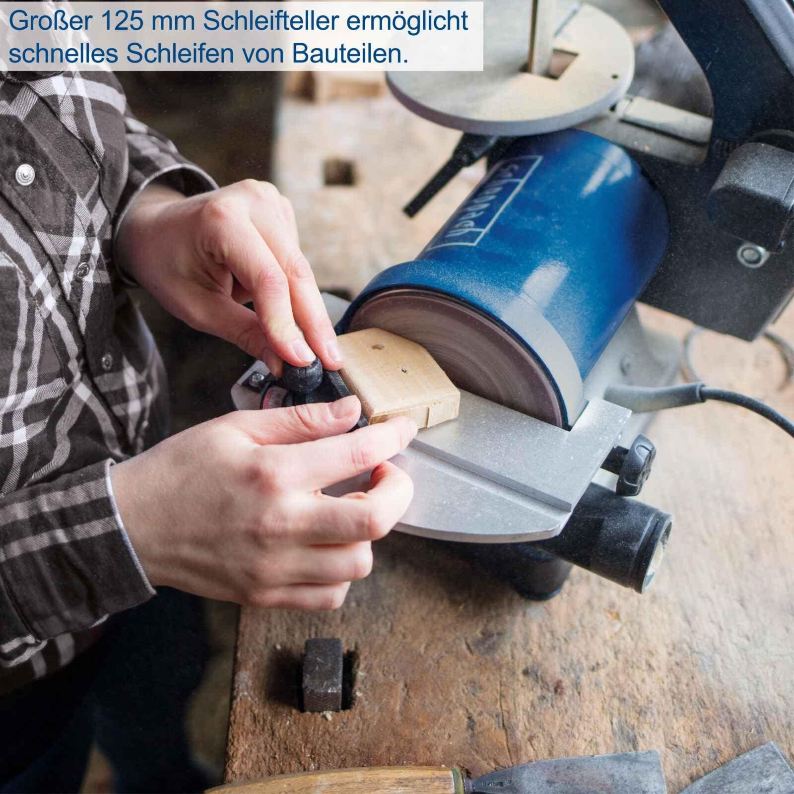 Scheppach BTS700 lintlihvija ja kettalihvija (250W, lindi pikkus 762mm, laius 25,4mm, lihvketas Ø 125mm, 90°-45° reguleeritav töölaud, kiirus 816m/min) – pilt 9