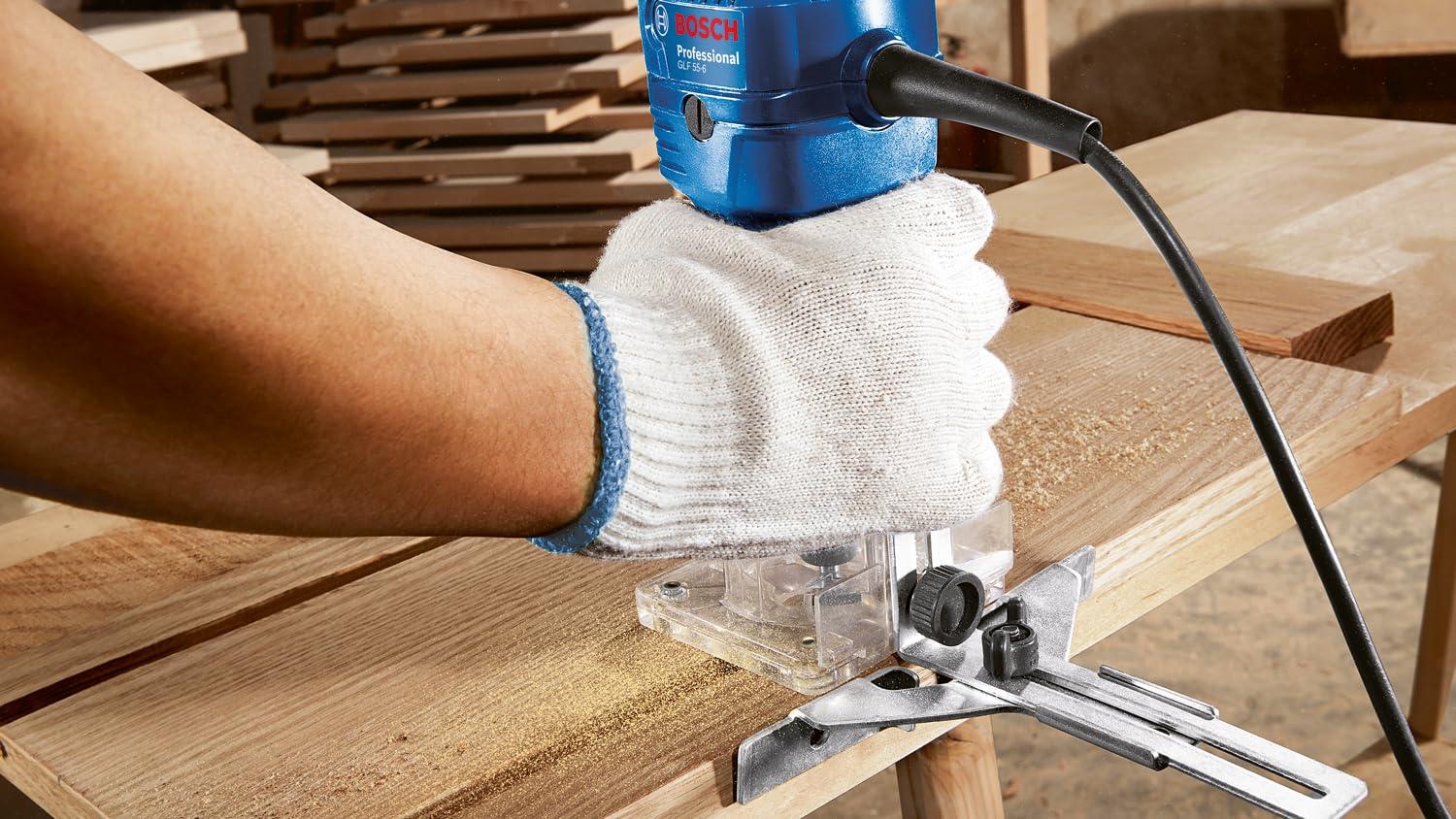 Bosch Professional servafrees GLF 55-6 (550 W mootor, 33 000 p/min, kaasas 2x mutrivõti, 1x padrun, paralleeljuhik, juhtketas sirgfreisimiseks) – pilt 6