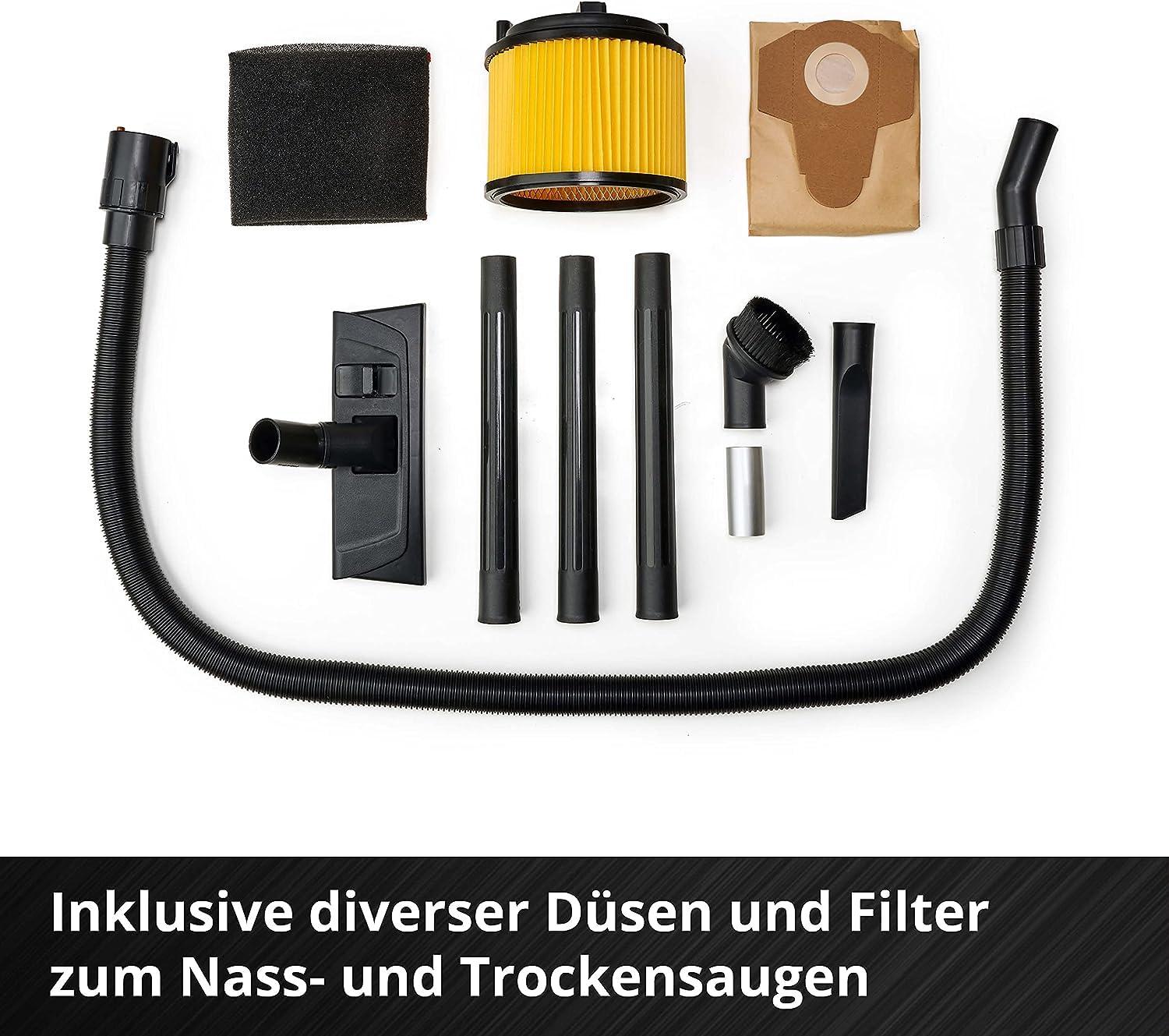 Einhell akuga märg- ja kuivtolmuimeja TC-VC 18/20 Li S-Solo Power X-Change (Li-Ion, 18V, 20 l roostevabast terasest mahuti, puhumisfunktsioon, koos düüside ja filtriga, ilma aku ja laadijata), must/punane – lisavaade