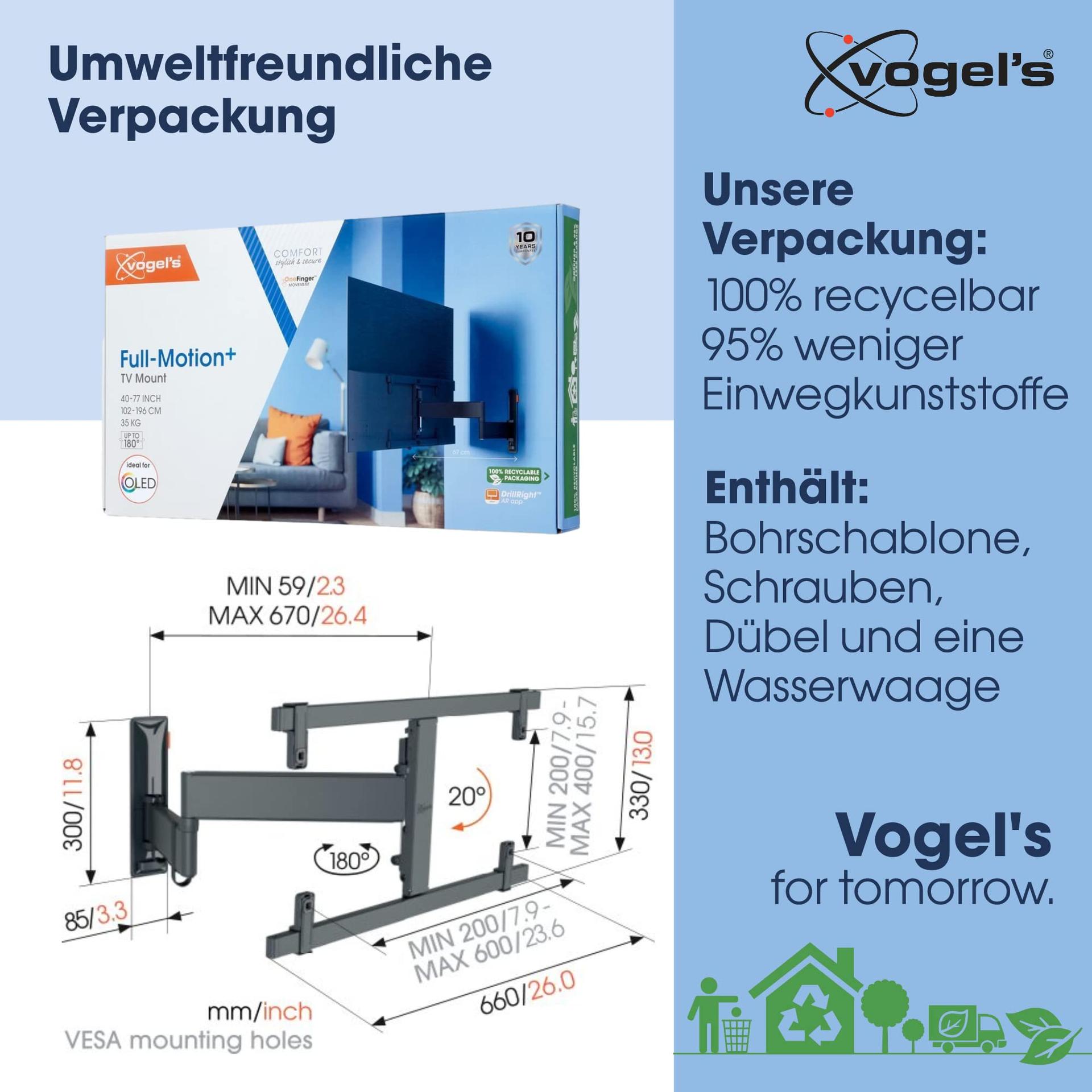 Vogel’s Comfort TVM 3665 OLED TV seinakinnitus, 40-77 tolli, 180° pööratav, VESA 600×400, kuni 35 kg – kasutusnäide