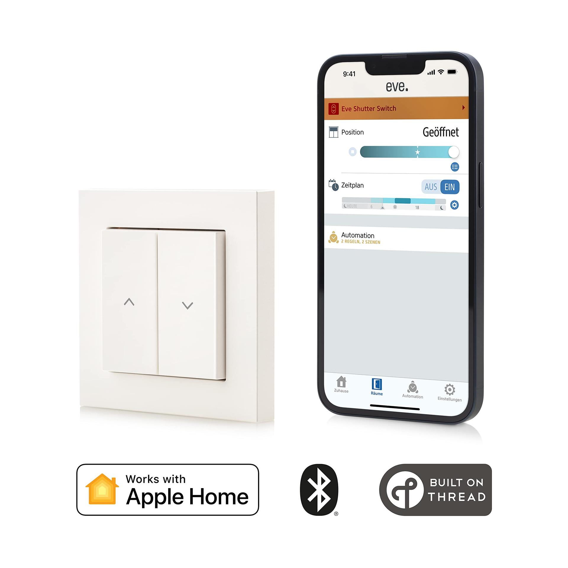 Eve Shutter Switch (Apple Home) – Nutikas ruloo juhtimine ajakavade, adaptiivse varjutuse ja Siri hääljuhtimisega – detailne vaade