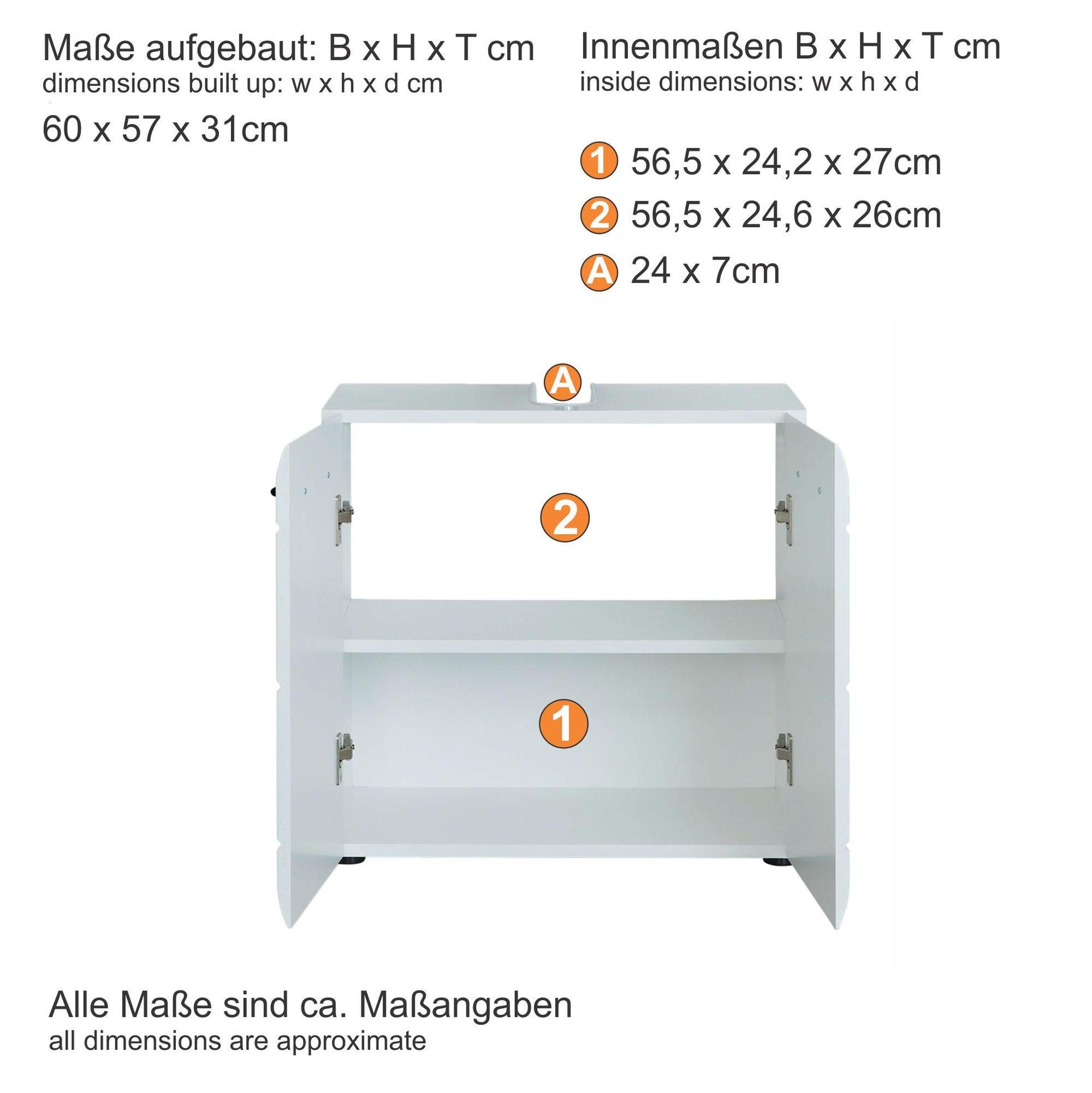 trendteam smart living – Valamualune kapp – Vannituba – Skin – Mõõdud (L x K x S) 60 x 56 x 31 cm – Värvus: Valge kõrgläige – 111630101 – pilt 6