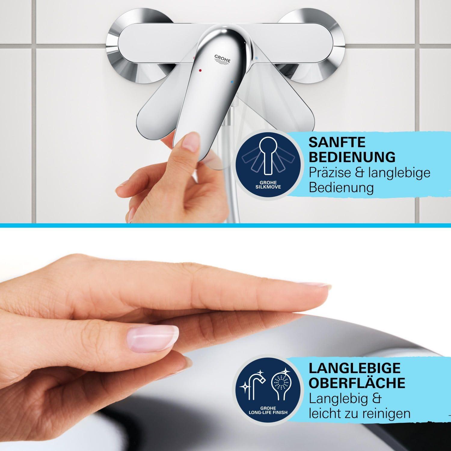 GROHE Start – Ühekäepidemega dušisegisti (temperatuuripiirajaga, seinapaigaldusega, vastupidav viimistlus), kroom, 24208002 – kasutusnäide