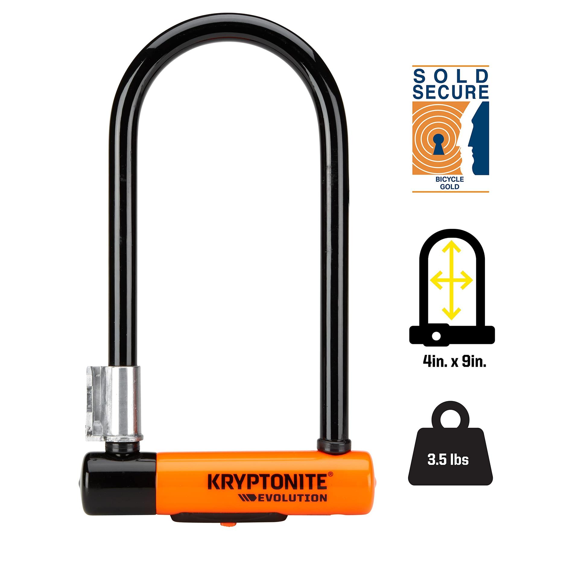 Kryptonite Evolution Standard U-lukk – Turvataset 8/10, kõrgetasemeline rattalukk, vargusevastane kaitse, kaasas kinnitusklamber ja 3 võtit – 10,2 cm x 22,9 cm – kasutusnäide