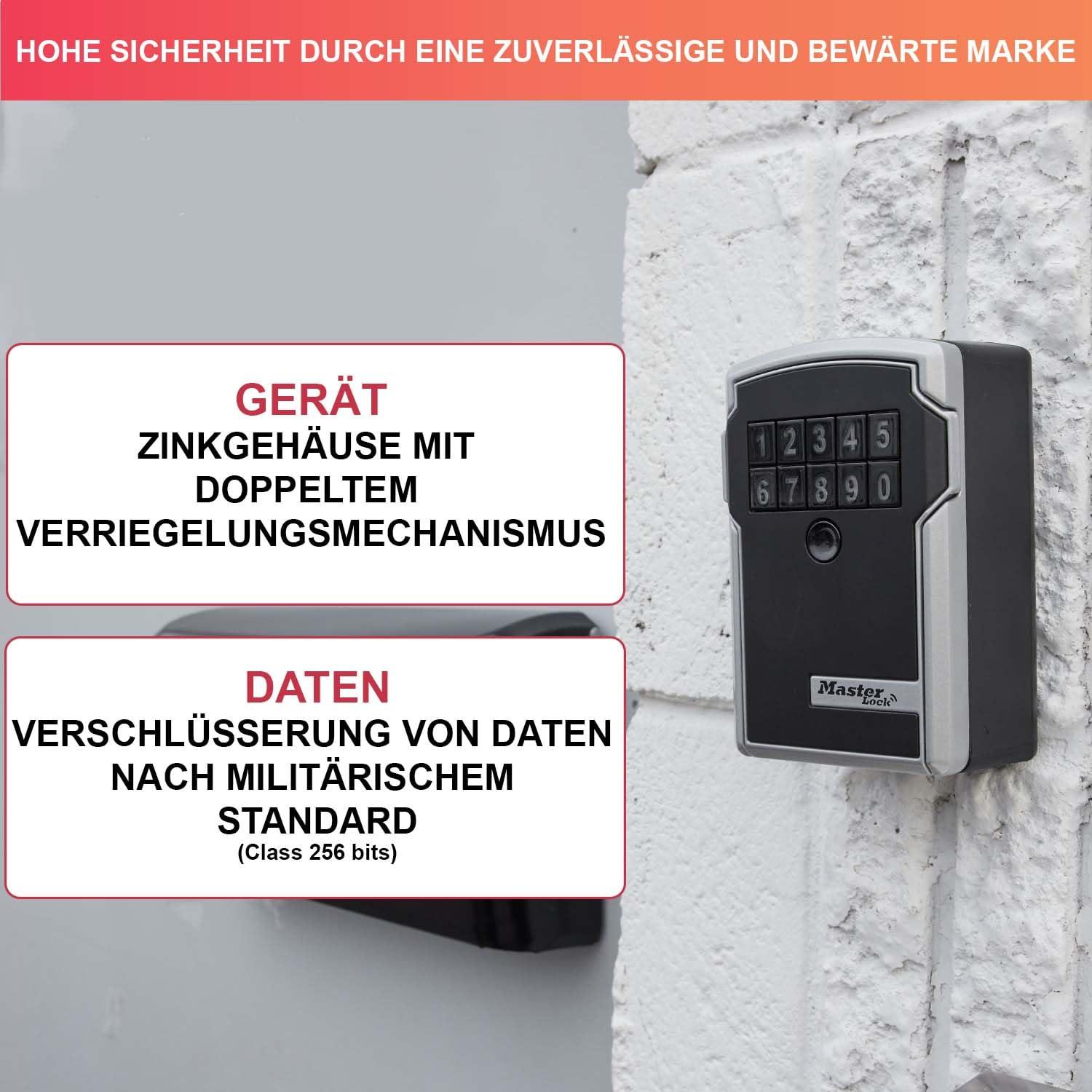Master Lock nutikas ühendatud võtmetresor, sõjaväestandardiga krüpteerimine, välitingimustes, seinakinnitus, Bluetooth või numbrikood, 12,7 x 8,3 x 5,9 cm – pilt 7