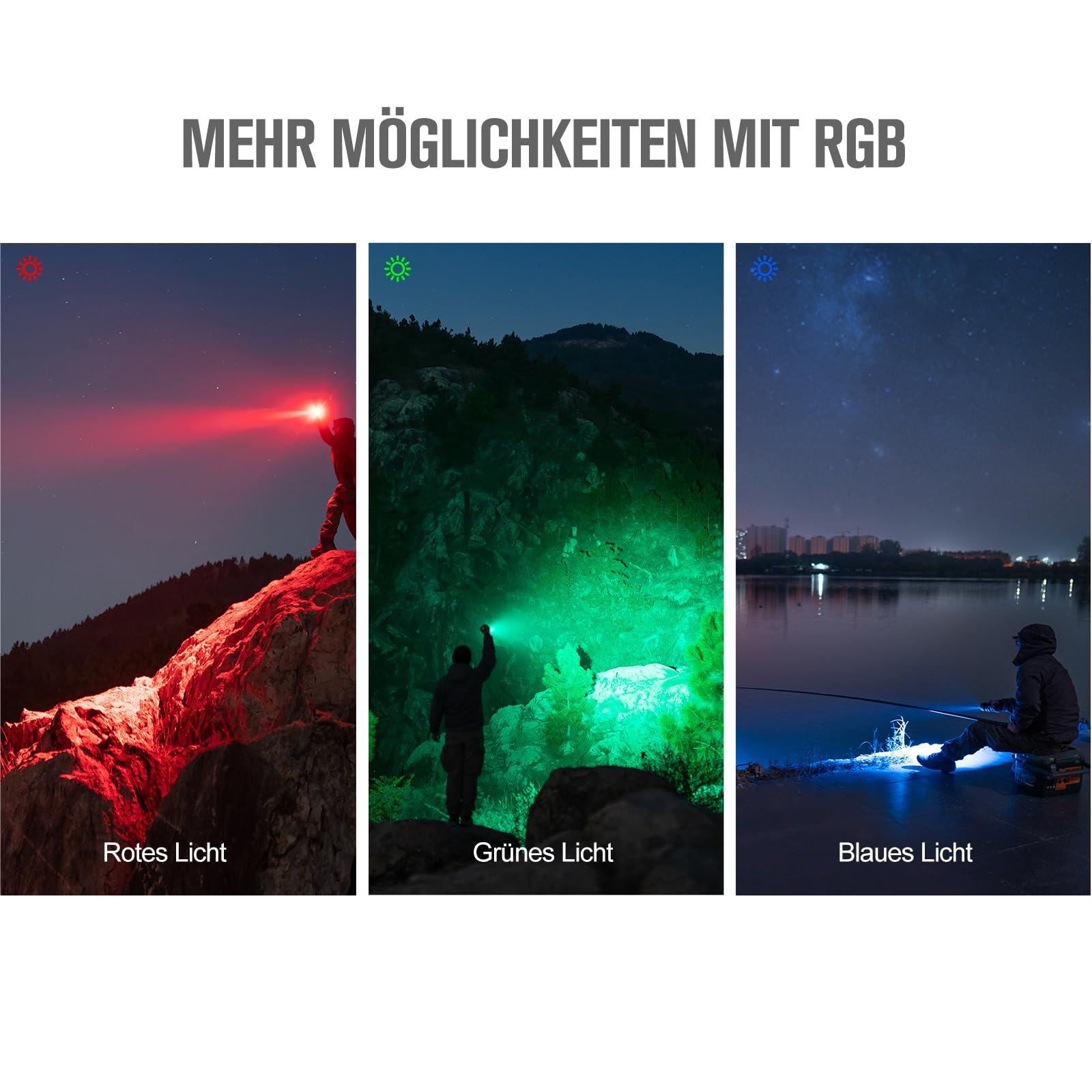 OLIGHT Marauder Mini LED Ülivõimas 7000 luumenit 600 meetrit Laetav Taskulamp koos Prožektori ja Hajutvalgusega, 3 värvilist LED-i ning kaugusanduriga õues kasutamiseks (Must) – lisavaade