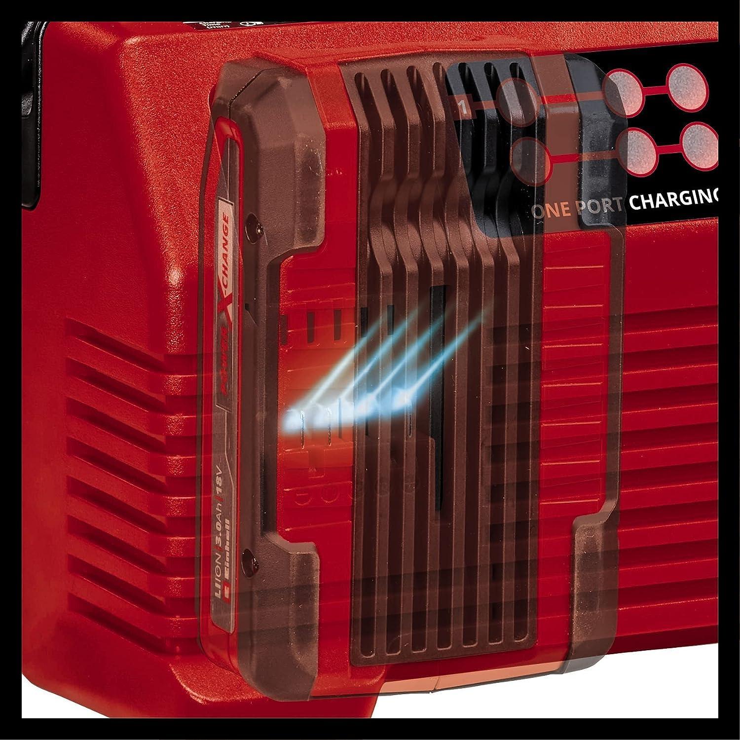Einhell originaallaadija Power X-Quattrocharger 4A Power X-Change (Li-Ion, 18V, 2×2 aku samaaegne laadimine, akuseire, intelligentne laadimishaldus, 6-kordne LED-indikaator) – kasutusnäide