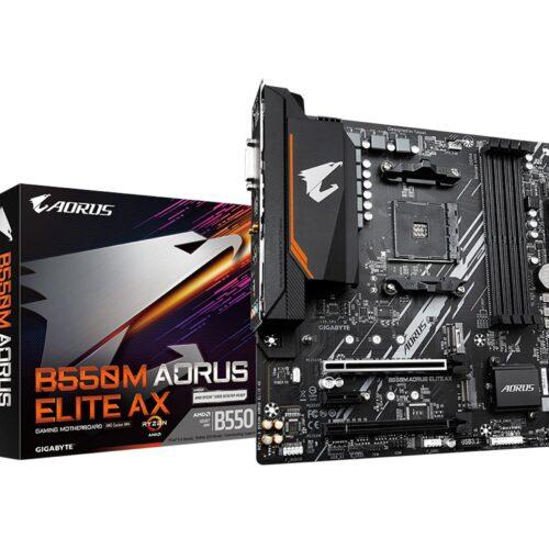 Gigabyte B550M AORUS Elite AX (AM4/AMD/B550/Micro ATX/Single M.2/SATA 6Gb/s/USB 3.2 Gen 1/Realtek GbE LAN/PCIe 4.0/Emaplaat)