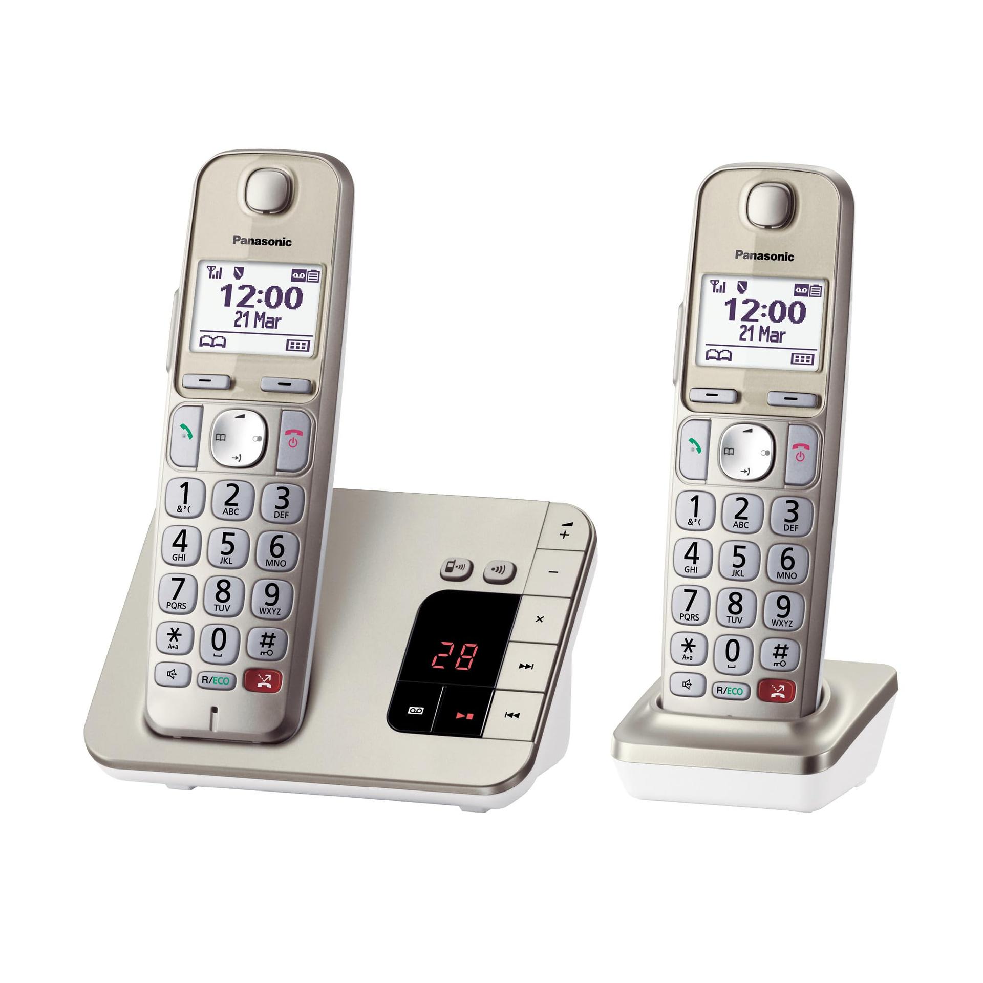 Panasonic KX-TGE262GN juhtmevaba telefon koos kõneleja ja vastajaga (kuni 1 000 telefoninumbri blokeerimine, suur kontrastne kirjasuurus, eriti vali kuuldi, täisdublex valjuhääldi)