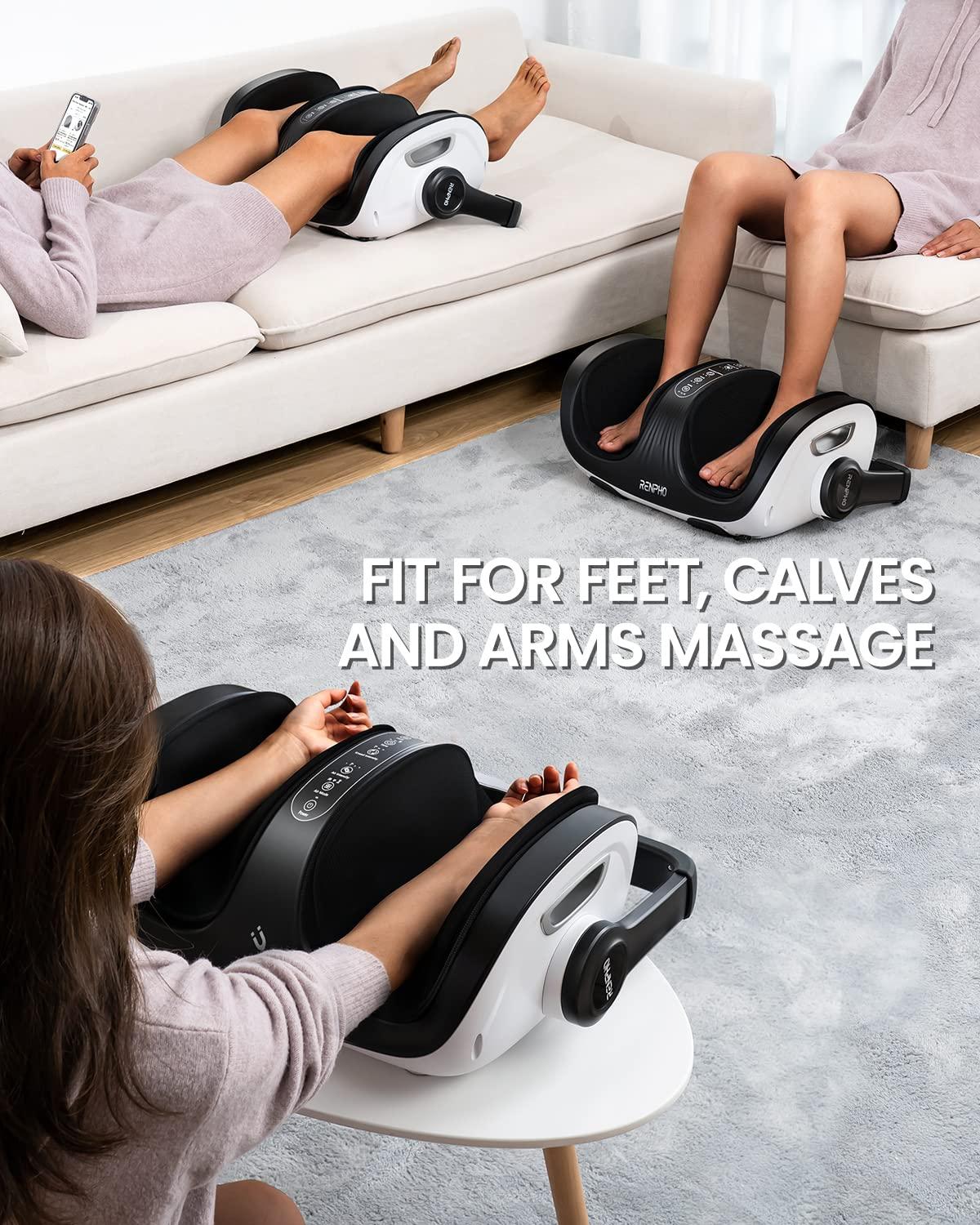 RENPHO shiatsu jalalabamassaažiseade, jalamassaažiseade kaugjuhtimisega, sääremassaažiseade, 19,5 cm lai massaažikamber, 270° reguleeritav käepide, sõtkumine, rullimine, kompressioon, soojendus – pakend ja tarvikud
