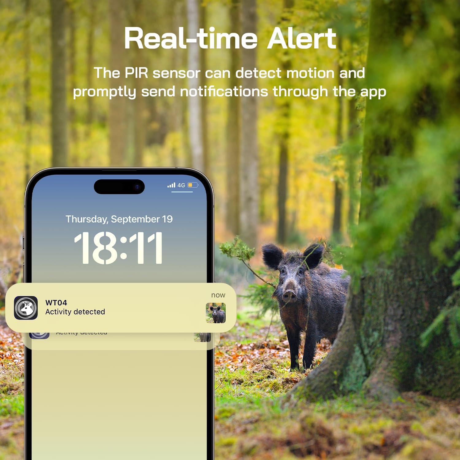 WOLFANG rajakaamera, 2.5K 4G LTE päikeseenergial töötav reaalajas edastusega jahikaamera – pakend ja tarvikud