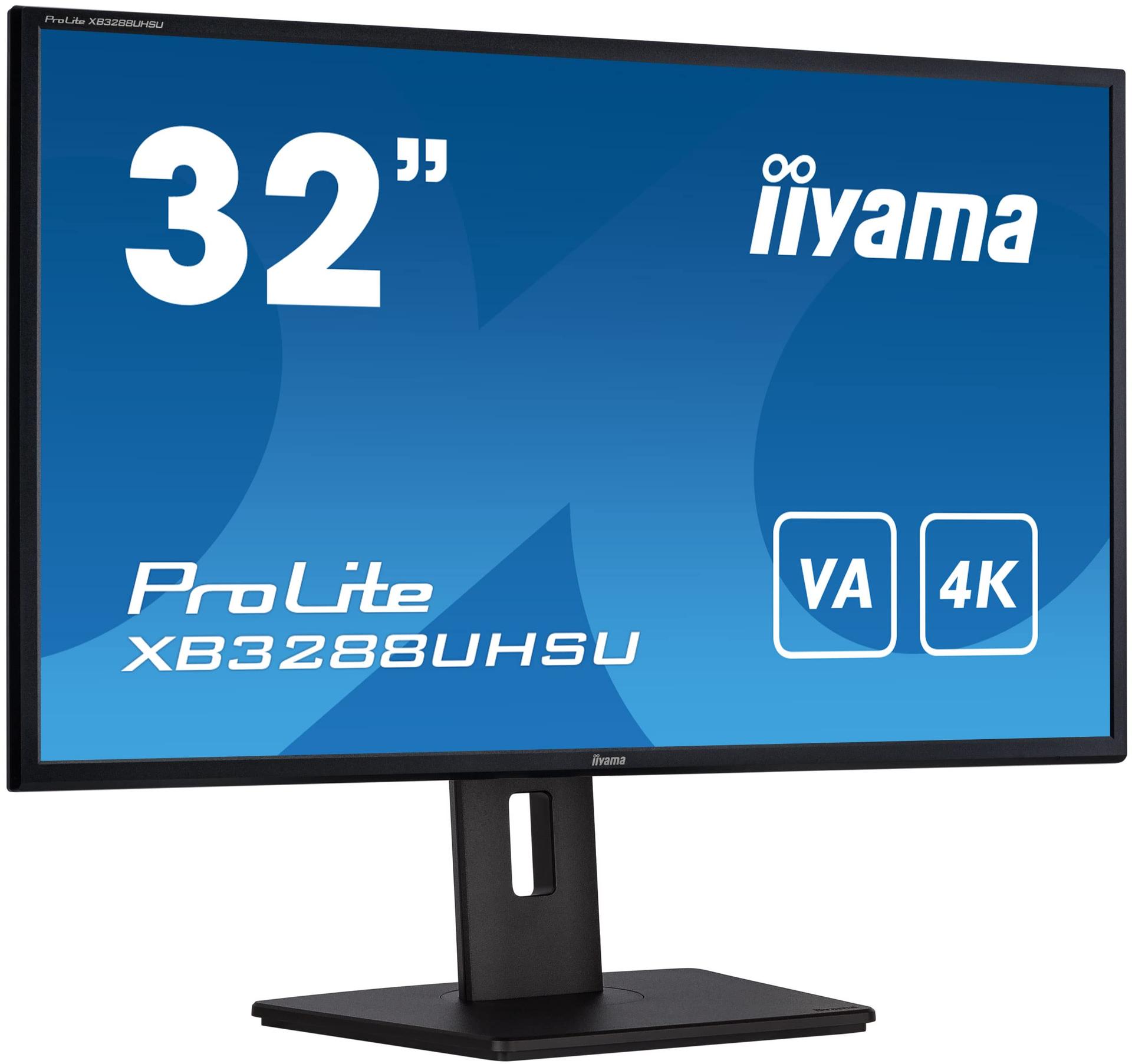 iiyama ProLite XB3288UHSU-B5 80cm 31,5″ VA LED Monitor 4K UHD HDMI DP USB3.0 Pip HDR kõrguse reguleerimine FreeSync must