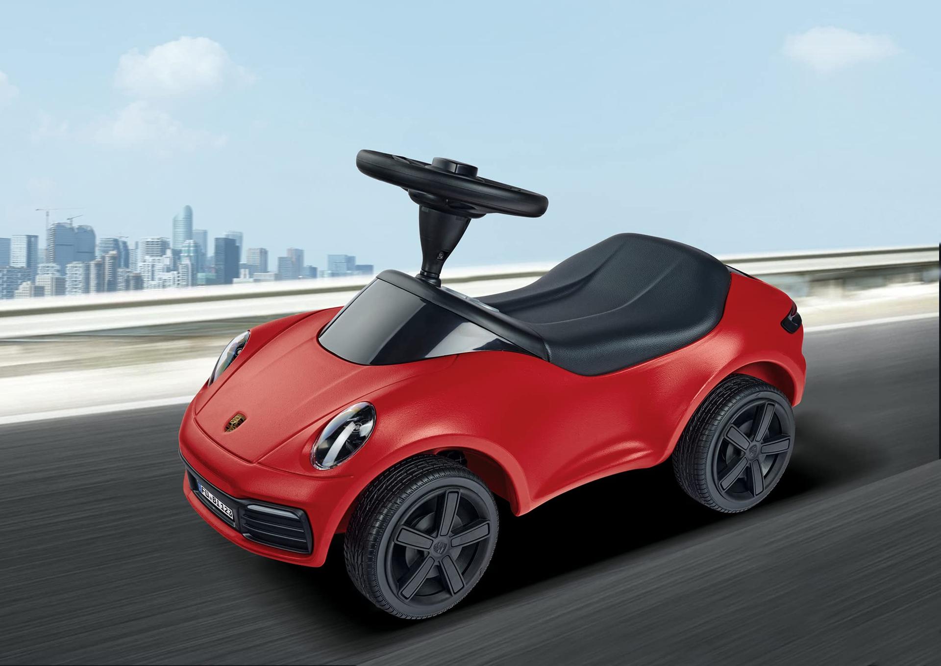 BIG – Baby Porsche 911 – Kujundatud Porsche Design Studios poolt, laiade vaiksete rehvide ja hea haarduvusega rooliga, lükatav auto, lastele alates 18. elukuust, punane – pilt 6