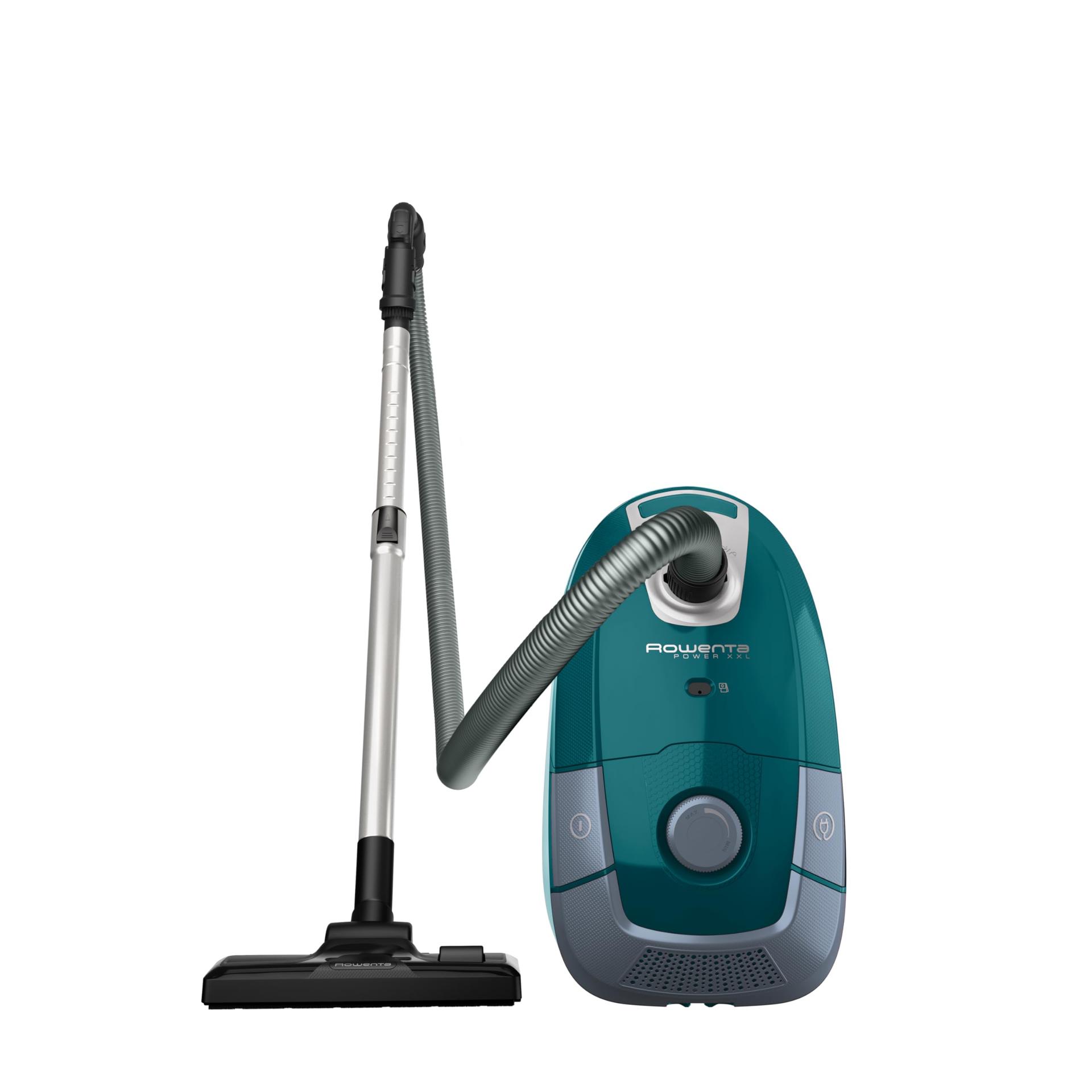 Rowenta RO3143 Power XXL tolmuimeja kotiga, 900 W, 4,5 liitrit, sinakashall – pakend ja tarvikud