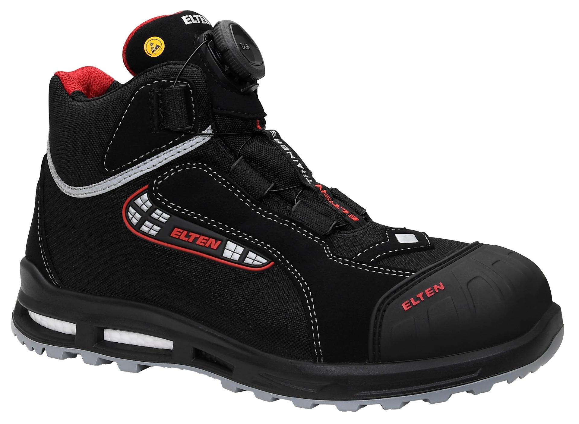ELTEN turvajalatsid SANDER XXT Pro BOA ESD S3, Meeste, Tekstiil, Kerge plastikkork, Sportlik, Must/Punane, Suurus: 45