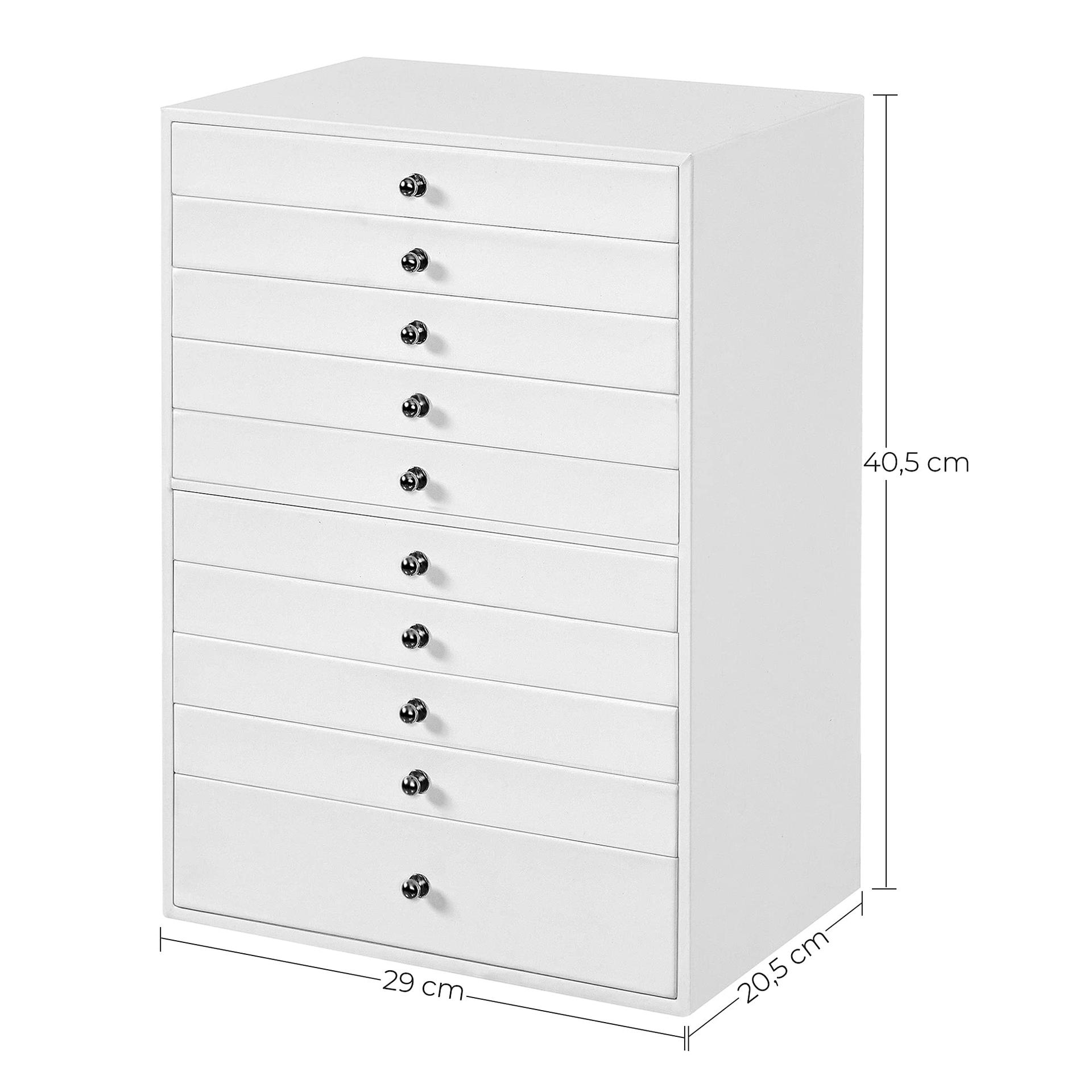 SONGMICS ehetekarp, 10 tasandit, sahtlitega ehetekarp, avar ehetekast, modernne ehetekapp, kingiidee, pilvevalge JBC10W, valge – pilt 7