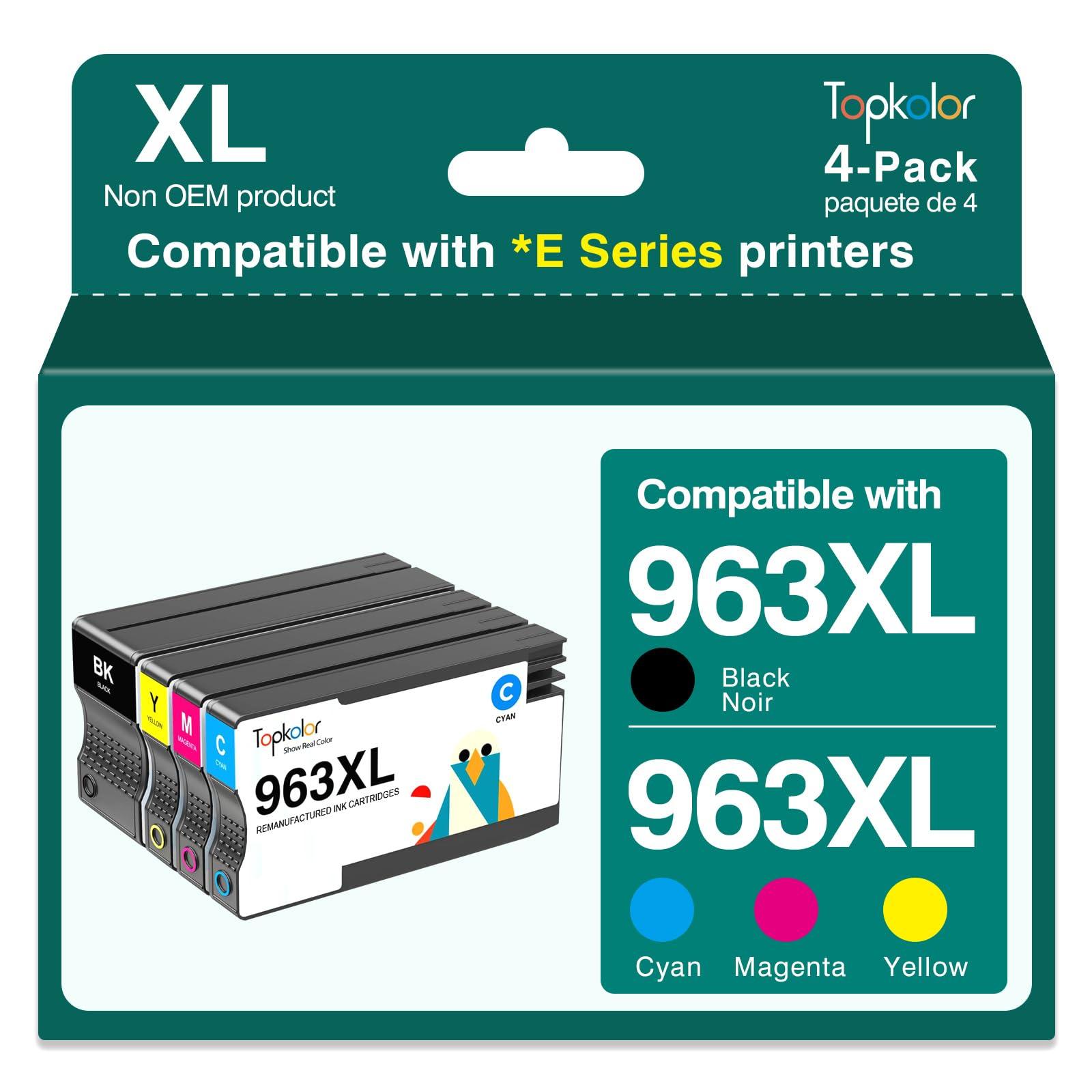 Topkolor 963XL Ühilduvad HP 963 XL tindikassetid HP OfficeJet Pro 9012e 9022e 9010e 9015e 9014e 9010 9012 9020 9014 9018 9019 9022 9020e 9025e 9016e printeritele (Must, Tsüaan, Magenta, Kollane)