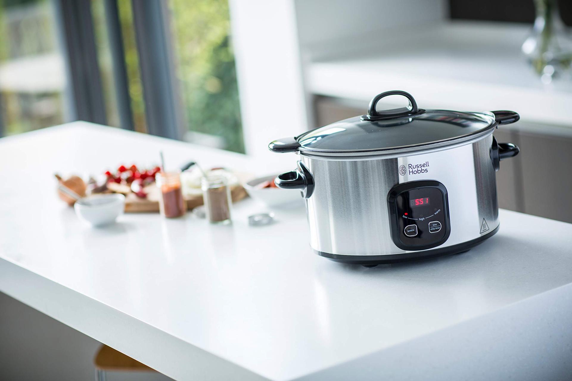Russell Hobbs aeglane keetja [mittenakkumatu 6L XL keedupott, programmeeritav taimer/küpsetusaeg] Maxicook aeglane keetja (3 temperatuuri valikut ja soojas hoidmise funktsioon, 200W) Slowcooker 22750-56 – pilt 6