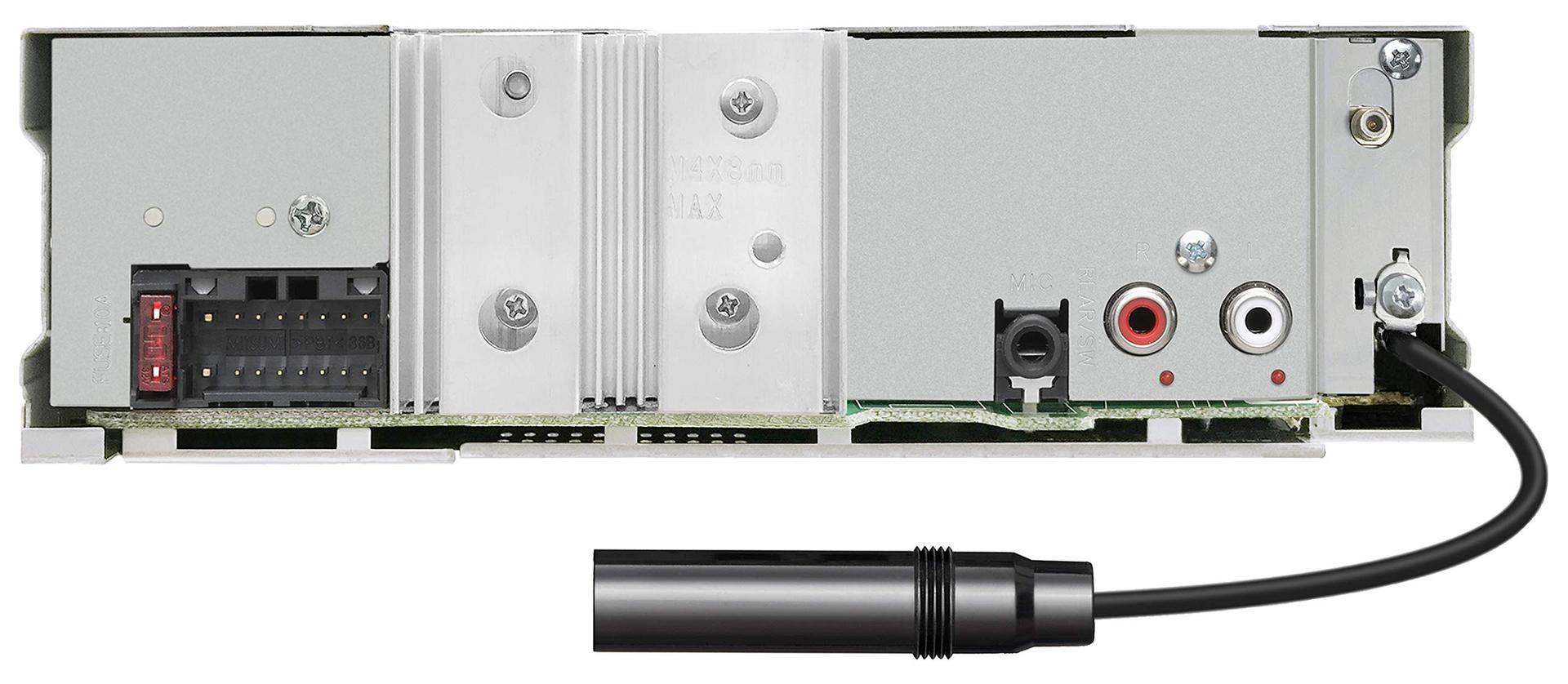 Kenwood KDC-BT450DAB CD-autoraadio DAB+ ja Bluetooth käed-vabad funktsiooniga (suure jõudlusega tuuner, heliprotsessor, USB, AUX, Spotify juhtimine, 4×50 W, punane taustavalgustus) – pakend ja tarvikud