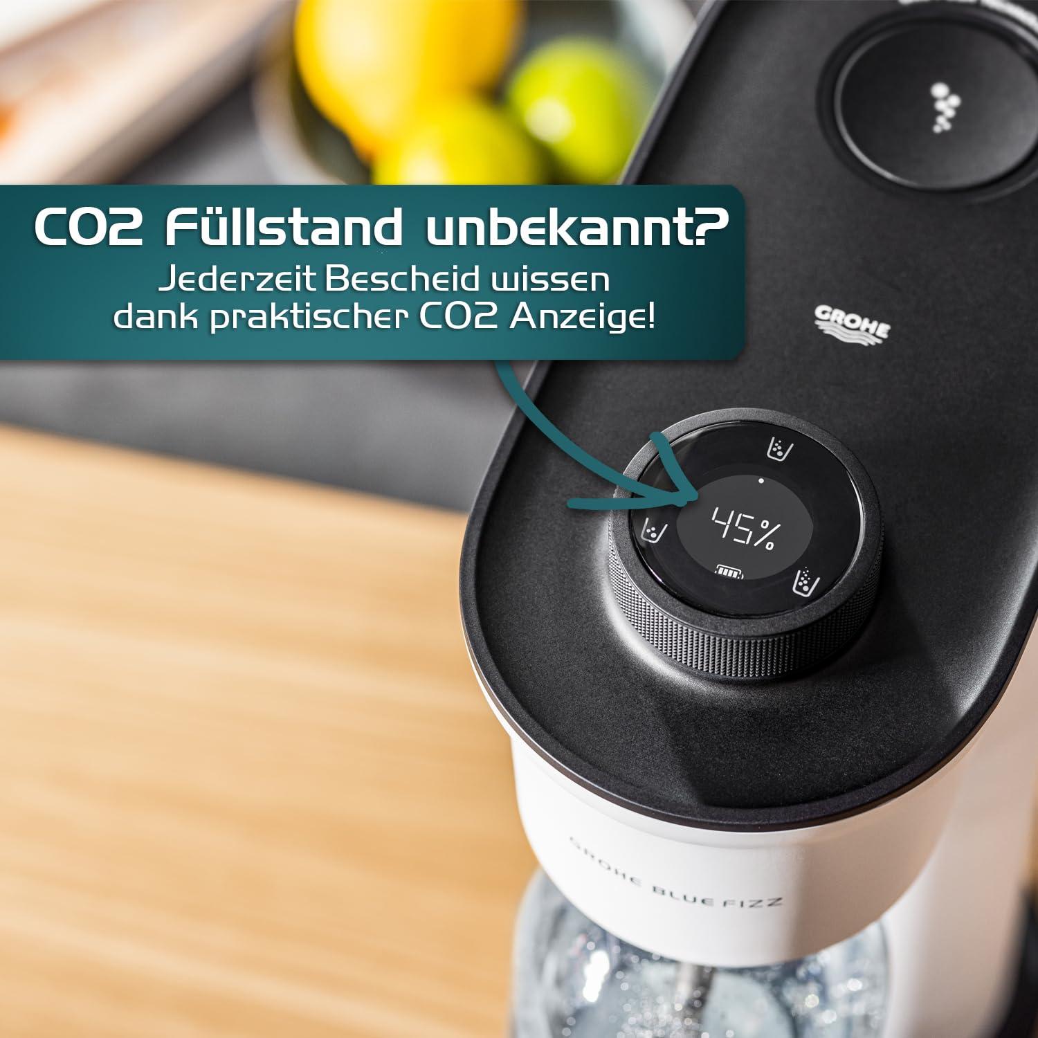 GROHE Blue FIZZ Advanced mullivee valmistaja CO2 ekraaniga, must – detailne vaade