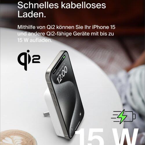 Belkin BoostCharge Pro juhtmevaba akupank 10 000 mAh Qi2 ja MagSafe ühilduvusega – integreeritud alusega kaasaskantav laadija iPhone 16
