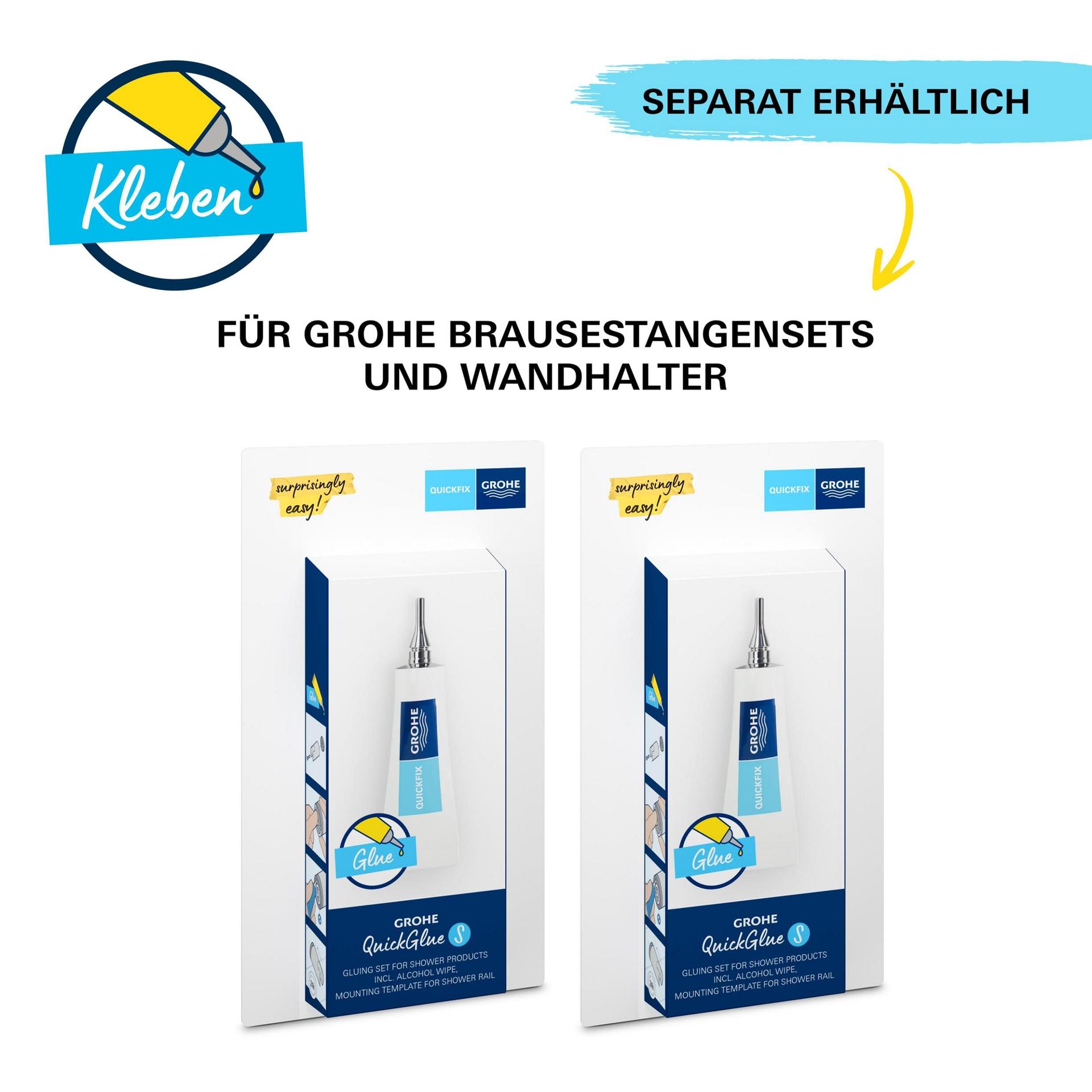 GROHE Vitalio 110 – vee säästev dušikomplekt – 8 l/min (3 pihustusrežiimi, 60 cm dušitoru, kinnitatav liimiga või kruvidega), kandiline, kroom, 26096001 – pilt 6