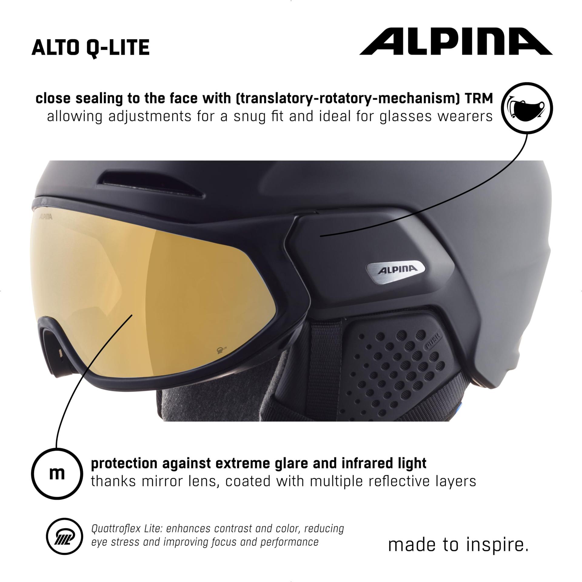 Alpina Unisex-Täiskasvanute Alto Q-LITE suusakiiver, must matt, L(59-63) – kasutusnäide