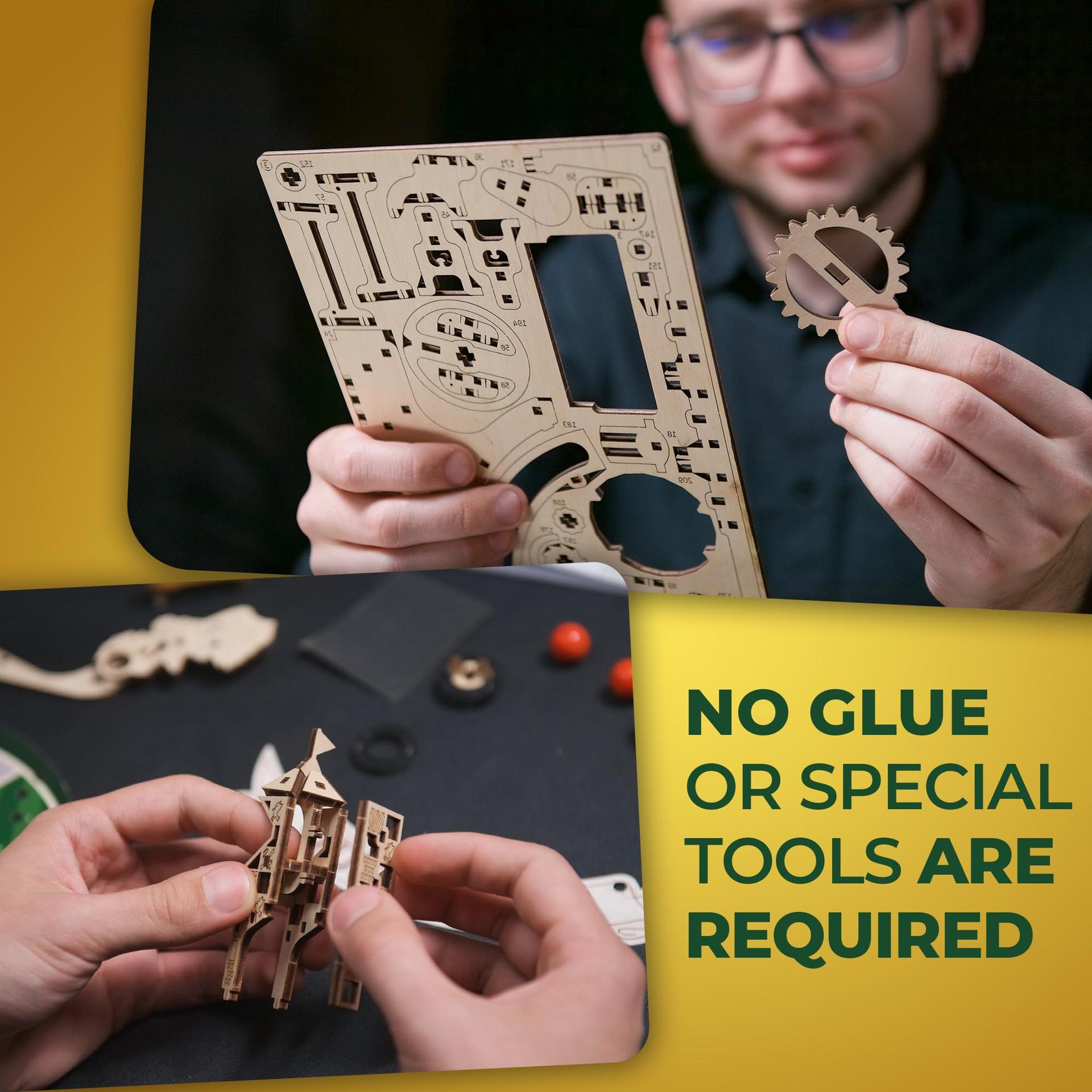 UGEARS Harry Potteri Kviditši Flipper – Mudelikomplekt täiskasvanutele – 3D puidust pusle maagilises stiilis – lisavaade