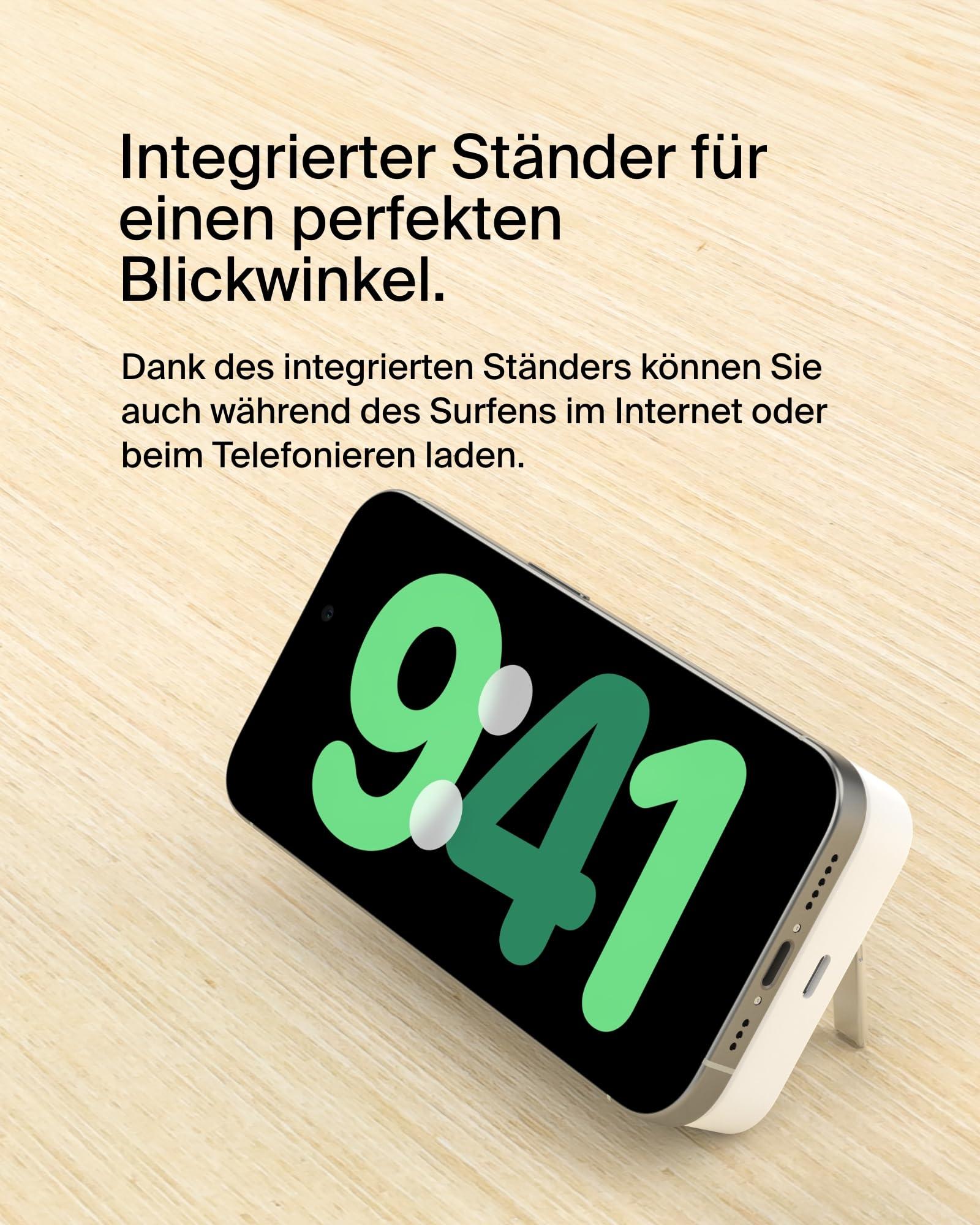 Belkin BoostCharge Pro juhtmevaba akupank 10 000 mAh Qi2 ja MagSafe ühilduvusega – integreeritud alusega kaasaskantav laadija iPhone 16, 15, 14, 13 ja 12 jaoks – Valge – pilt 6