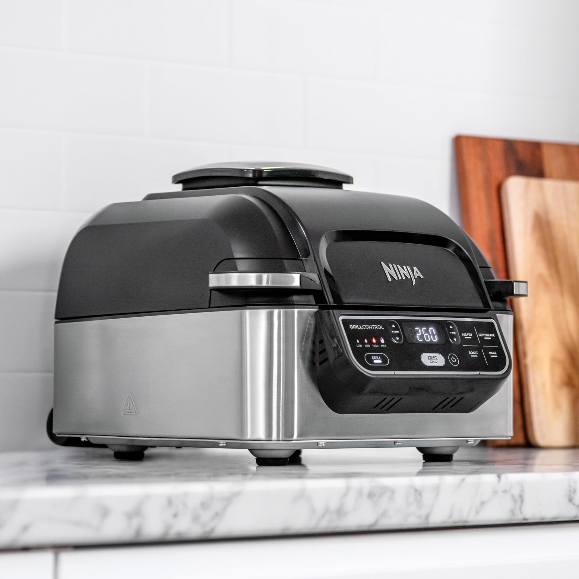 Ninja Foodi Grill & Airfryer, 5,7L kuumaõhufritüür, Air Fryer, nõudepesumasinas pestavad osad, 5-in-1, Must/Hõbedane AG301EU – lisavaade