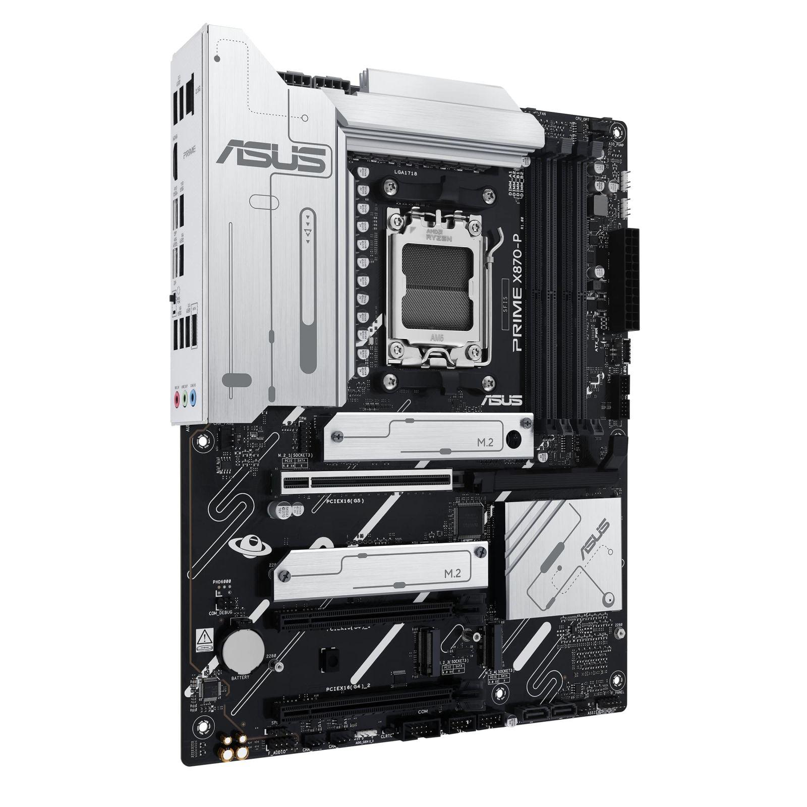 ASUS PRIME X870-P Emaplaat AM5 (AMD, ATX, PCIe 5.0, DDR5, 14+2+1 Toiteetapid, 4x M.2, 2,5Gb Ethernet, USB-C 40Gbps) – lisavaade
