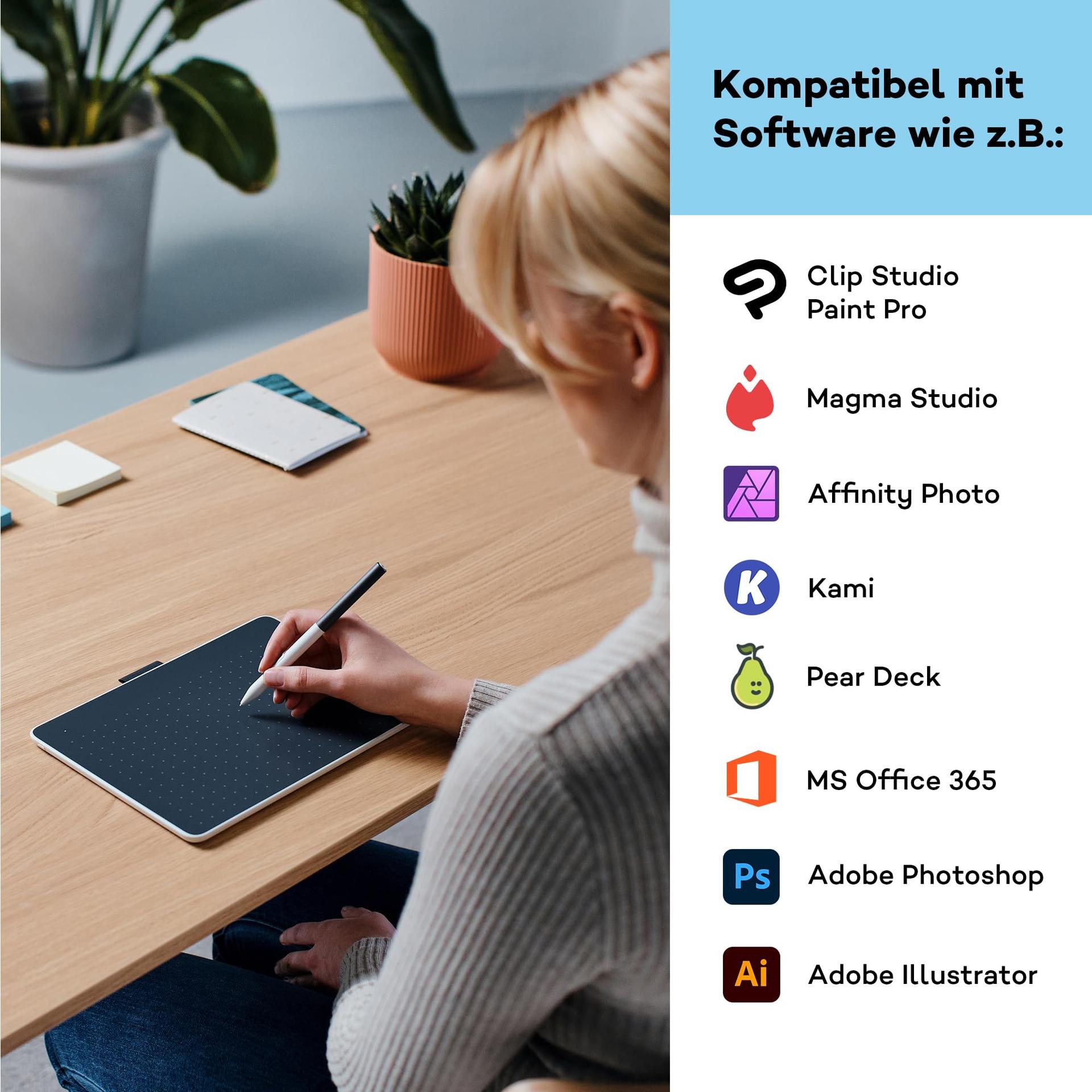 Wacom One M graafikalaud koos patareivaba EMR-pliiatsiga, Bluetooth-ühendus, Windows, Mac, Chromebook ja Android jaoks – ideaalne algajatele ja digitaalseks joonistamiseks – kasutusnäide