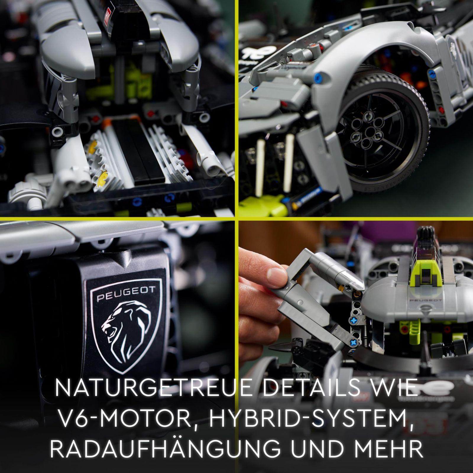 LEGO 42156 Technic Peugeot 9X8 24H Le Mans hübriid-hüperauto, legendaarne võidusõiduauto, mudelauto ehituskomplekt täiskasvanutele, mõõtkava 1:10, motospordi autokollektsioon kogenud ehitajatele – lisavaade