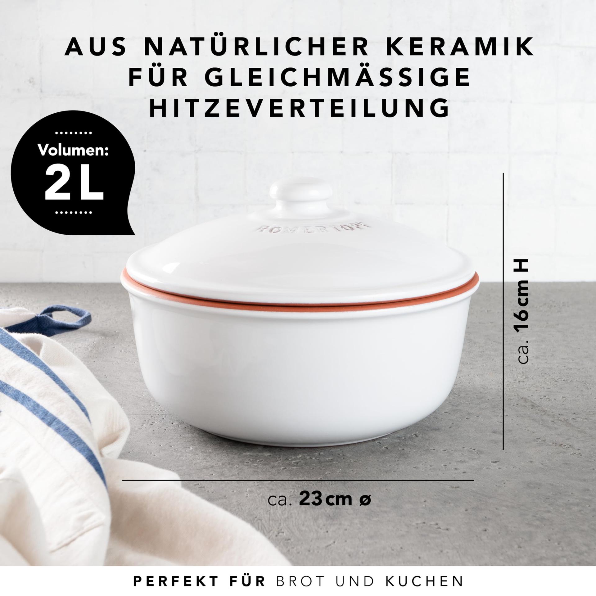 Römertopf leivavorm looduslikust savist, kuni 1 kg, valge – pakend ja tarvikud