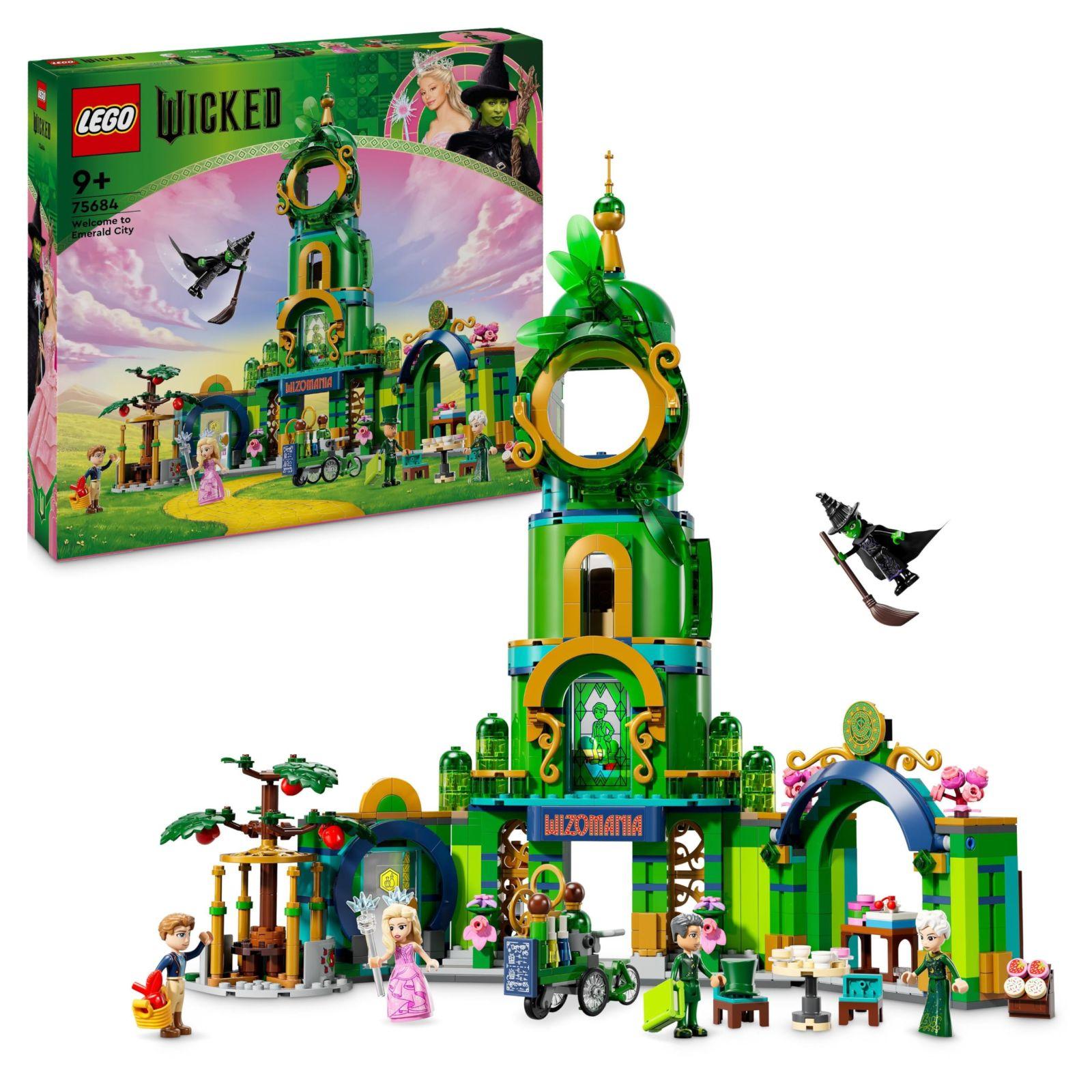LEGO Wicked Tere Tulemast Smaragdlinnas – Mängukomplekt torniga, Glinda ja Elphaba mini-nukkudega, kingitus filmi fännidele ning tüdrukutele ja poistele alates 9. eluaastast, kes armastavad nukumaju 75684