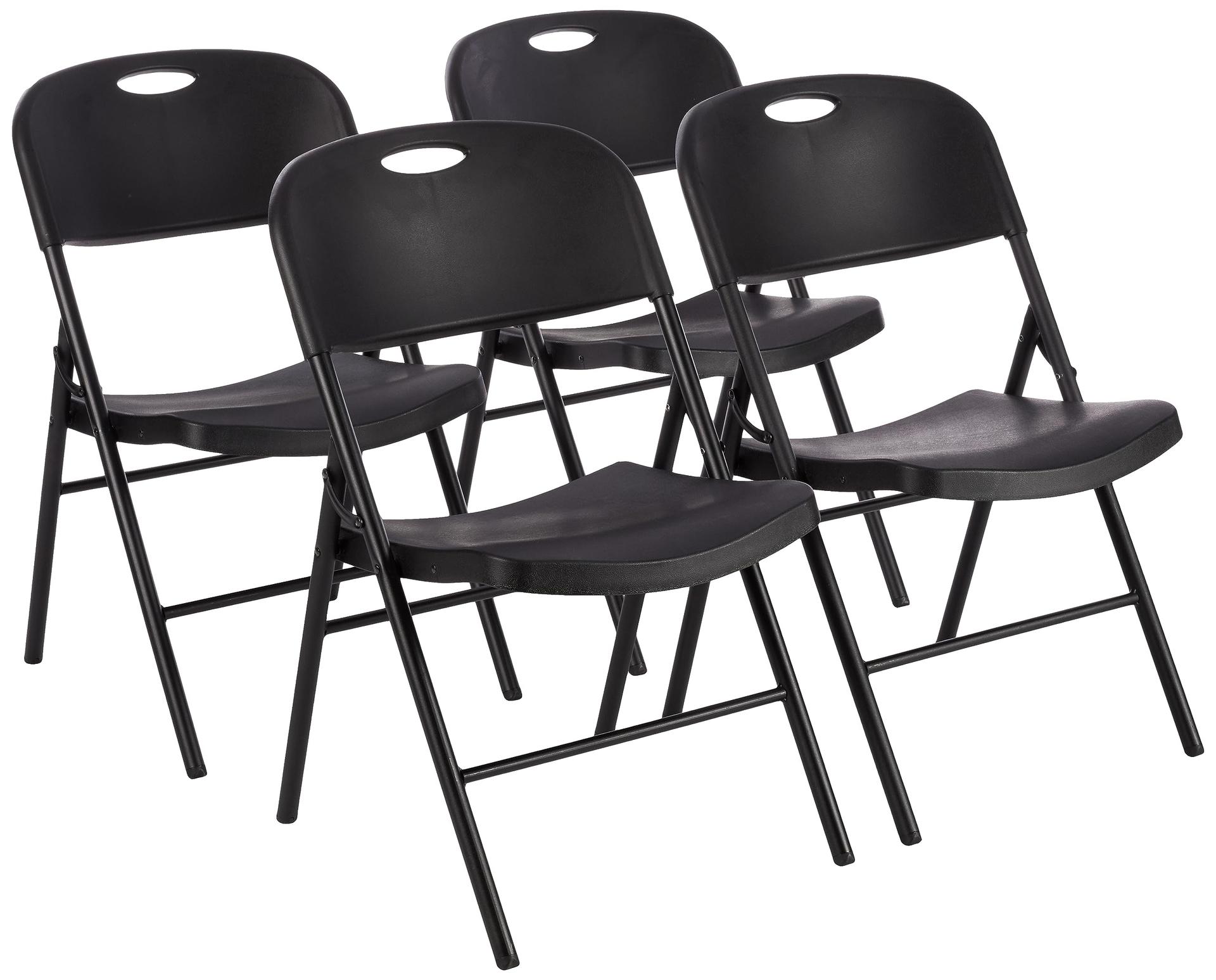 Amazon Basics kokkupandavad plastikust ja metallist toolid, 4-osaline komplekt, matkatooled, köögitoolid, sise- ja välistingimustes, must, kuni 158 kg