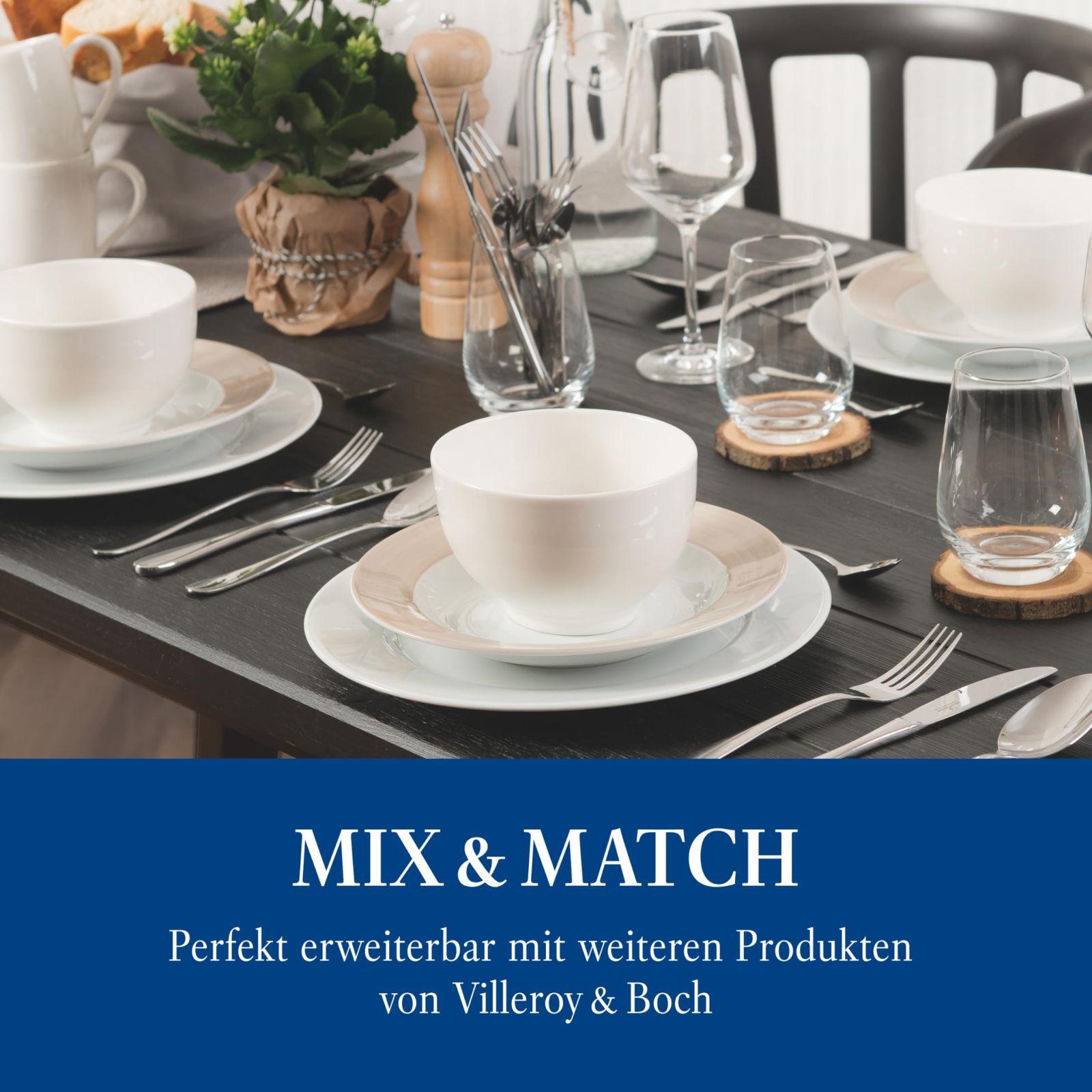 vivo by Villeroy & Boch Basic White nõudekomplekt, 12-osaline valge lauanõud, taldrikute komplekt, valge portselan, nõudekomplekt 6 inimesele, söögitaldrikud, supitaldrikud, nõudepesumasinakindel, premium portselan – pilt 6