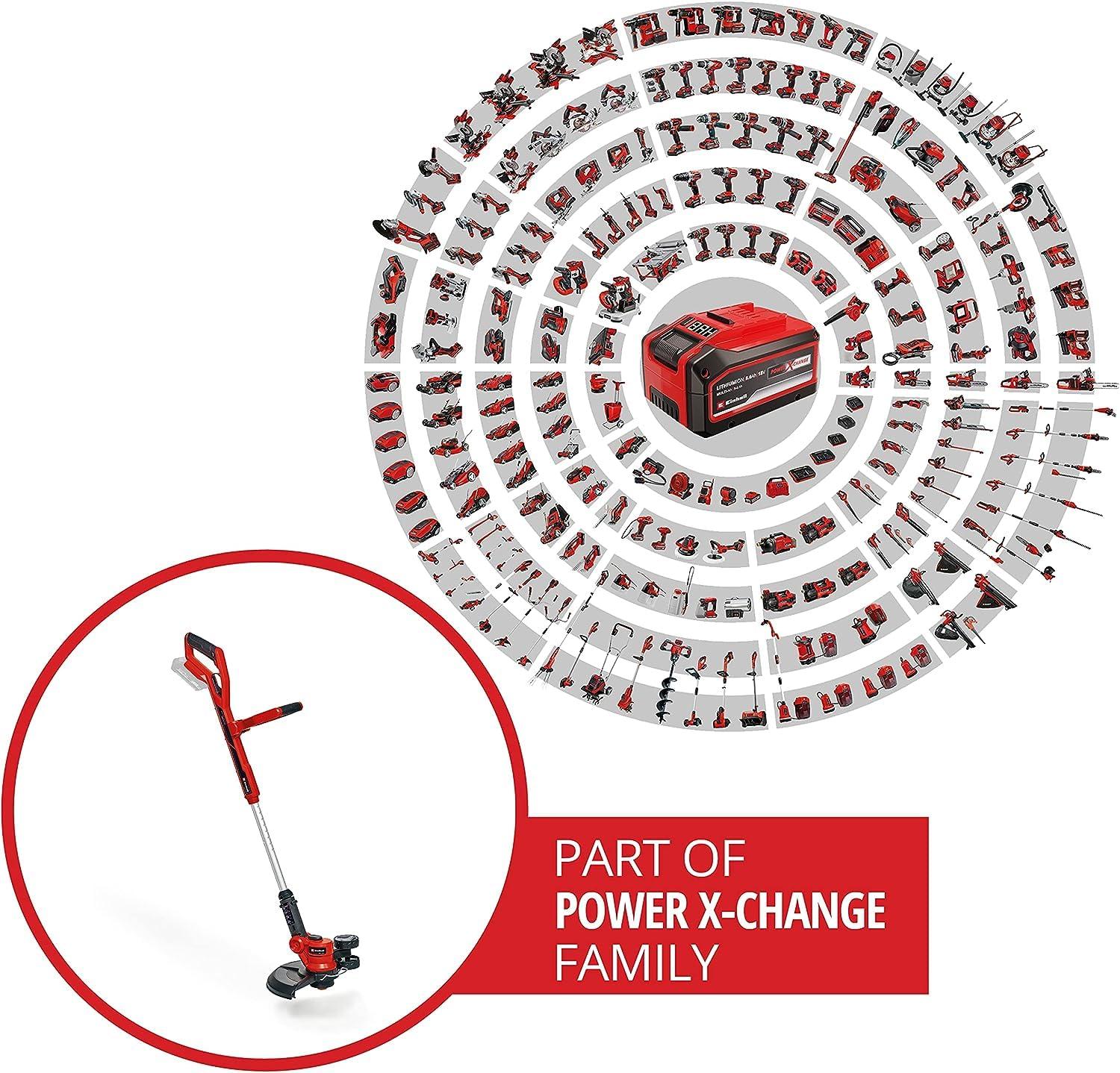 Einhell akuga murutrimmer GE-CT 18/30 Li-Solo Power X-Change (Li-Ion, 18V, lõikelaius 30 cm, 90° pööratav ja kallutatav mootoripea, sh niidukassett, ilma aku ja laadijata) – detailne vaade