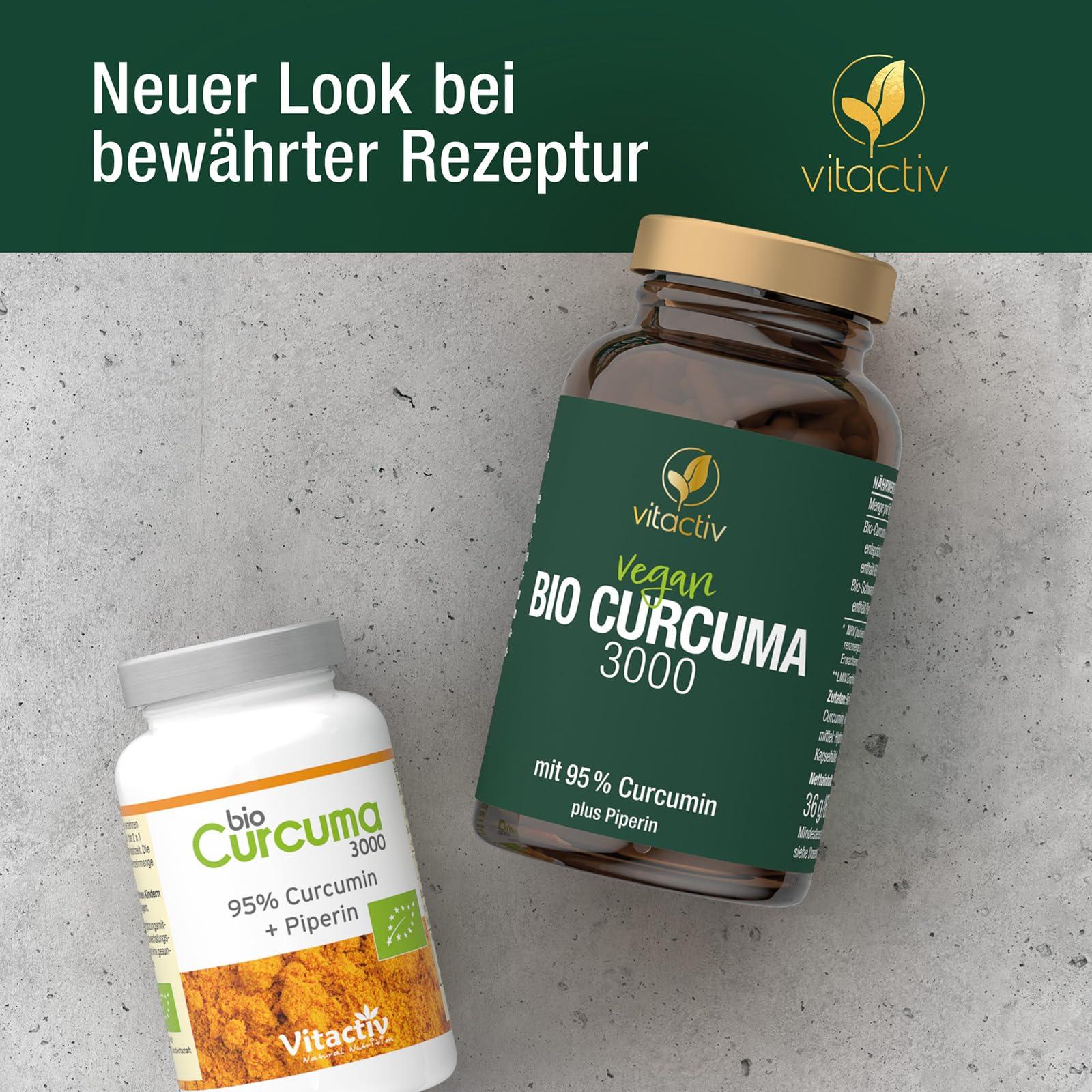 VITACTIV Bio Kurkumiin 3000 – 3-pakk. Kõrge annusega kurkumi ekstrakt 95% kurkumiiniga – Must pipar parema imendumise jaoks – 180 kapslit 180 päevaks – Vegan, ilma magneesiumstearaadita – pilt 7